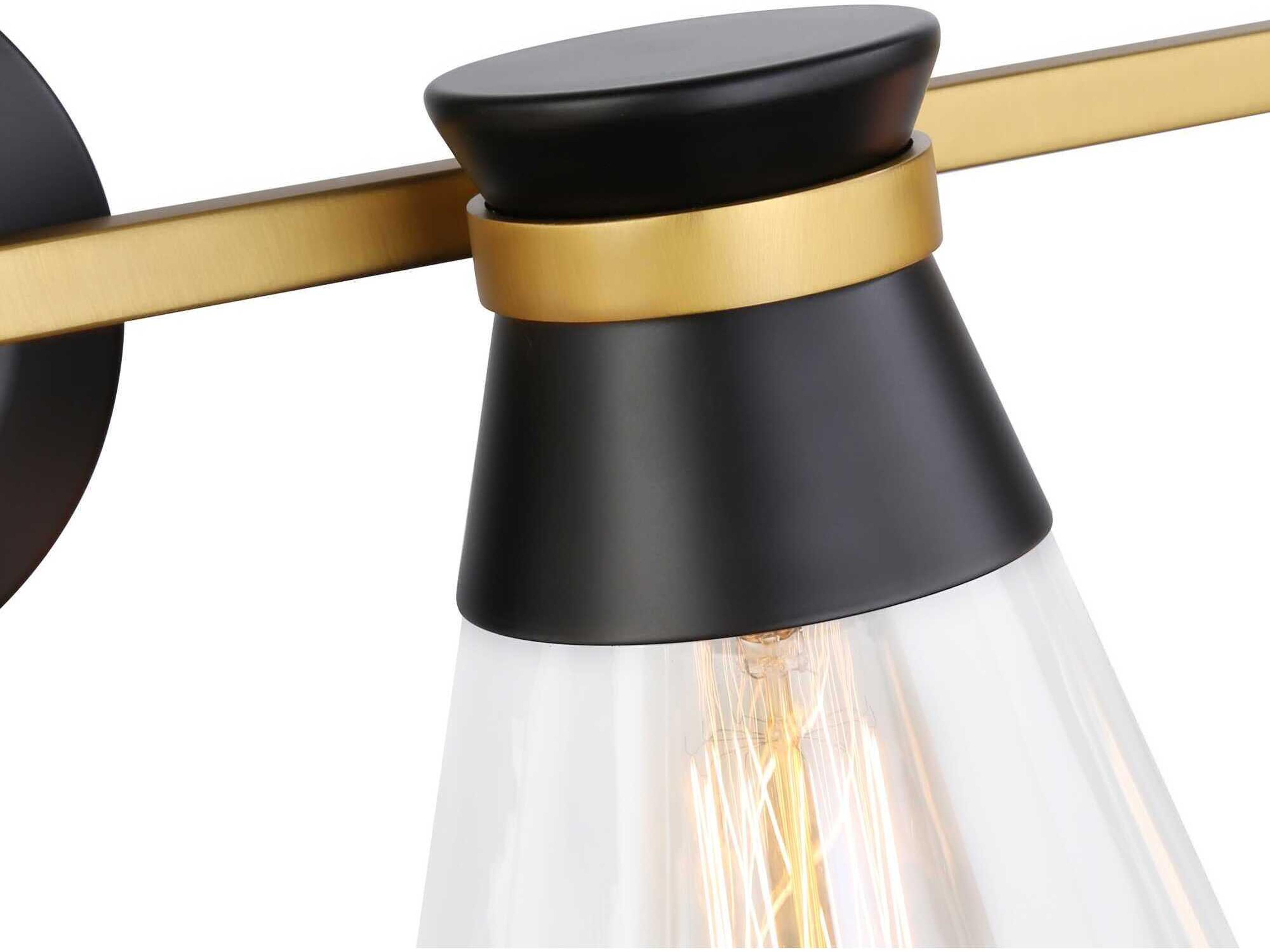 Artcraft Kanata 4-Light Black Brushed Brass Glass Vanity Light