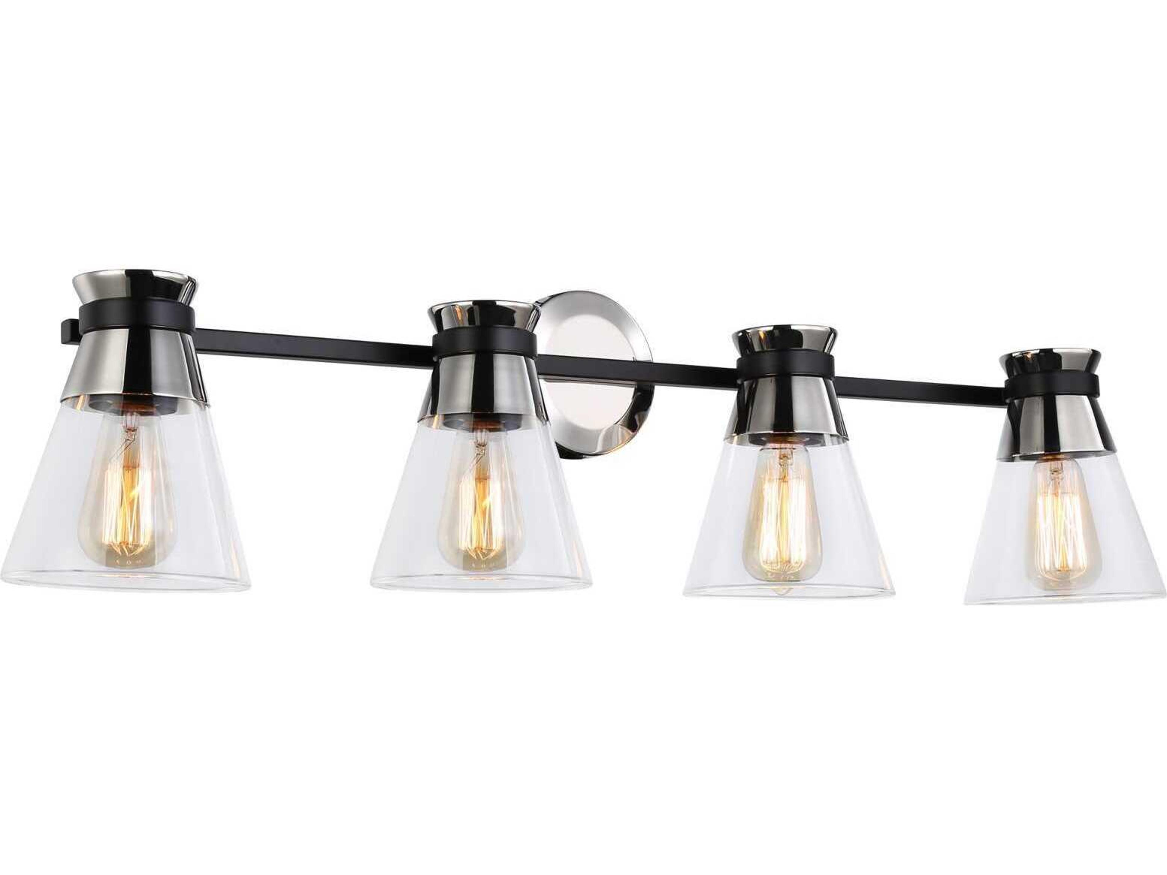 Kanata 4-Light Vanity Light in Black and Brushed Nickel