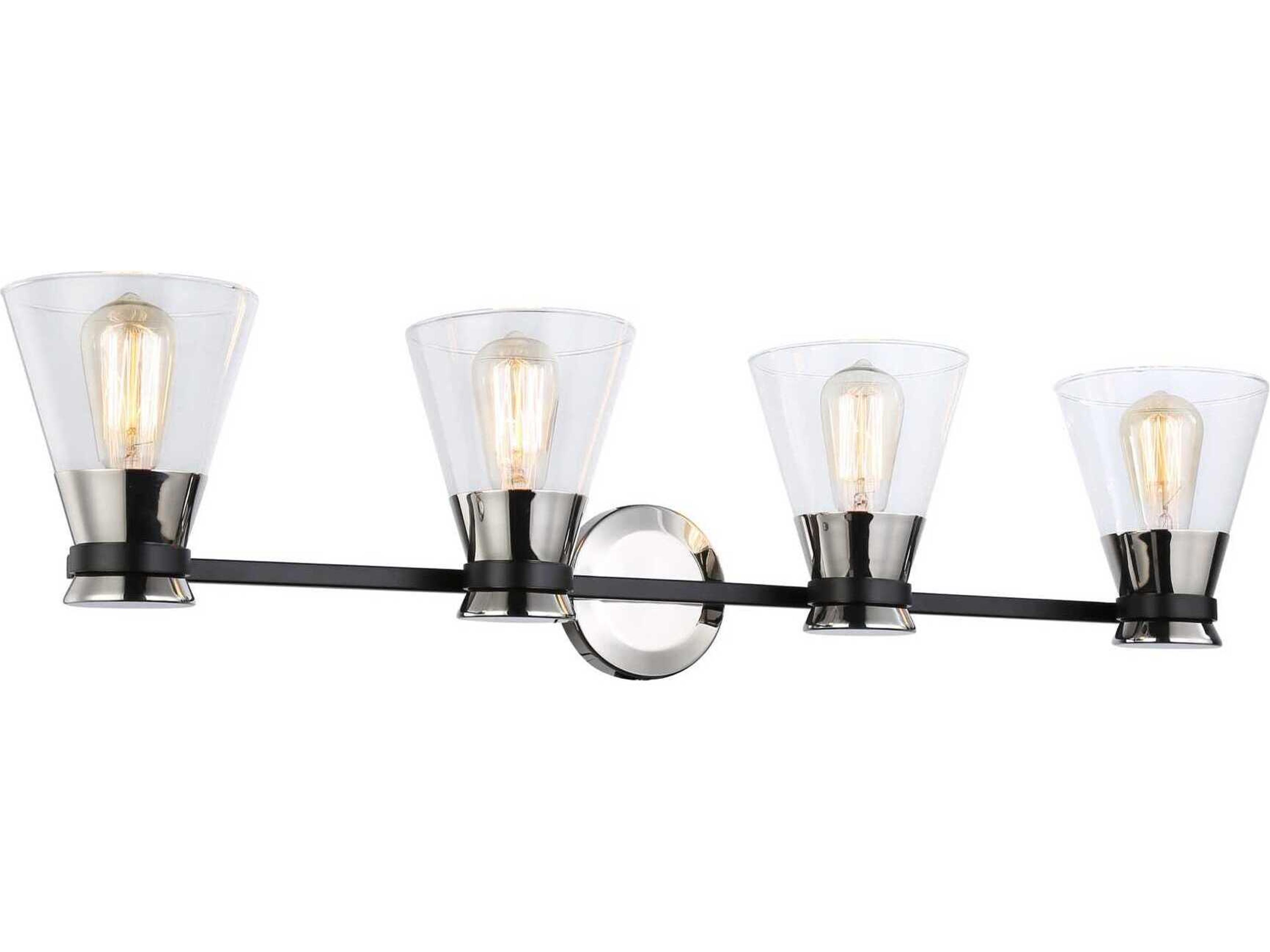 Artcraft Kanata 4-Light Black Brushed Nickel Glass Vanity Light