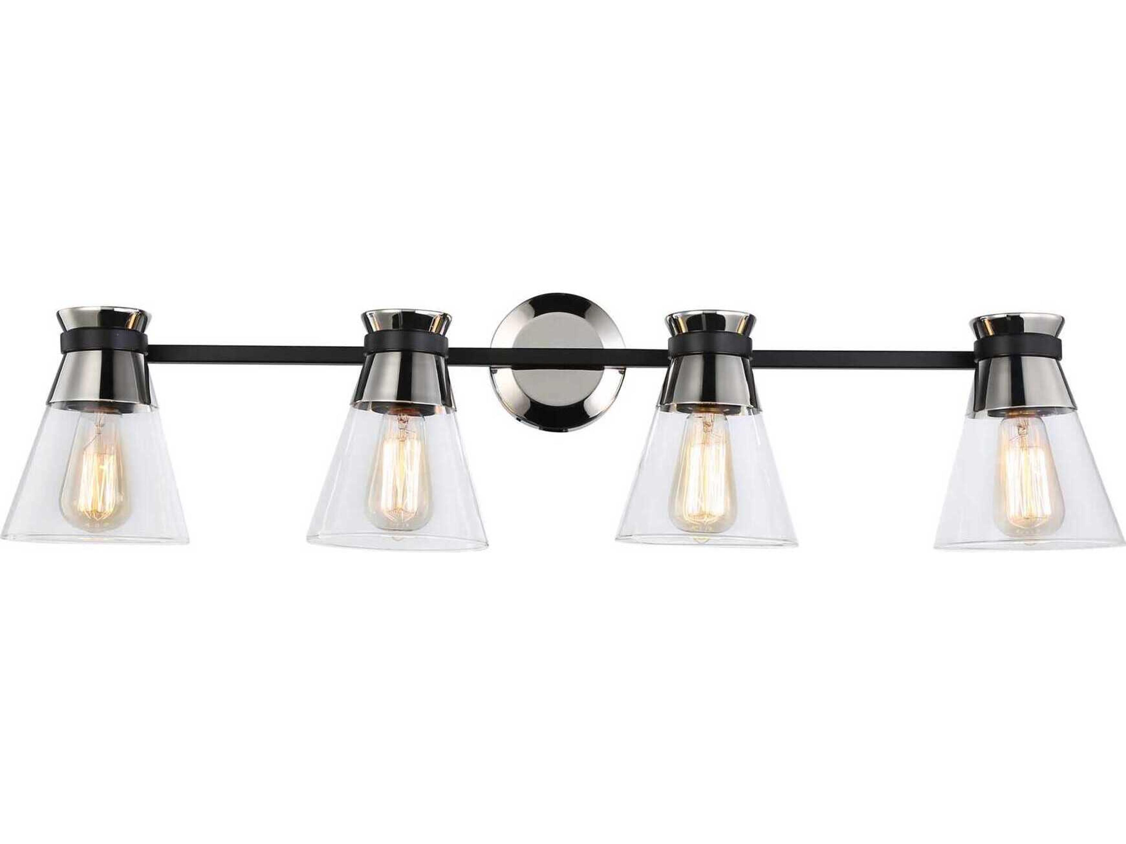 Artcraft Kanata 4-Light Black Brushed Nickel Glass Vanity Light