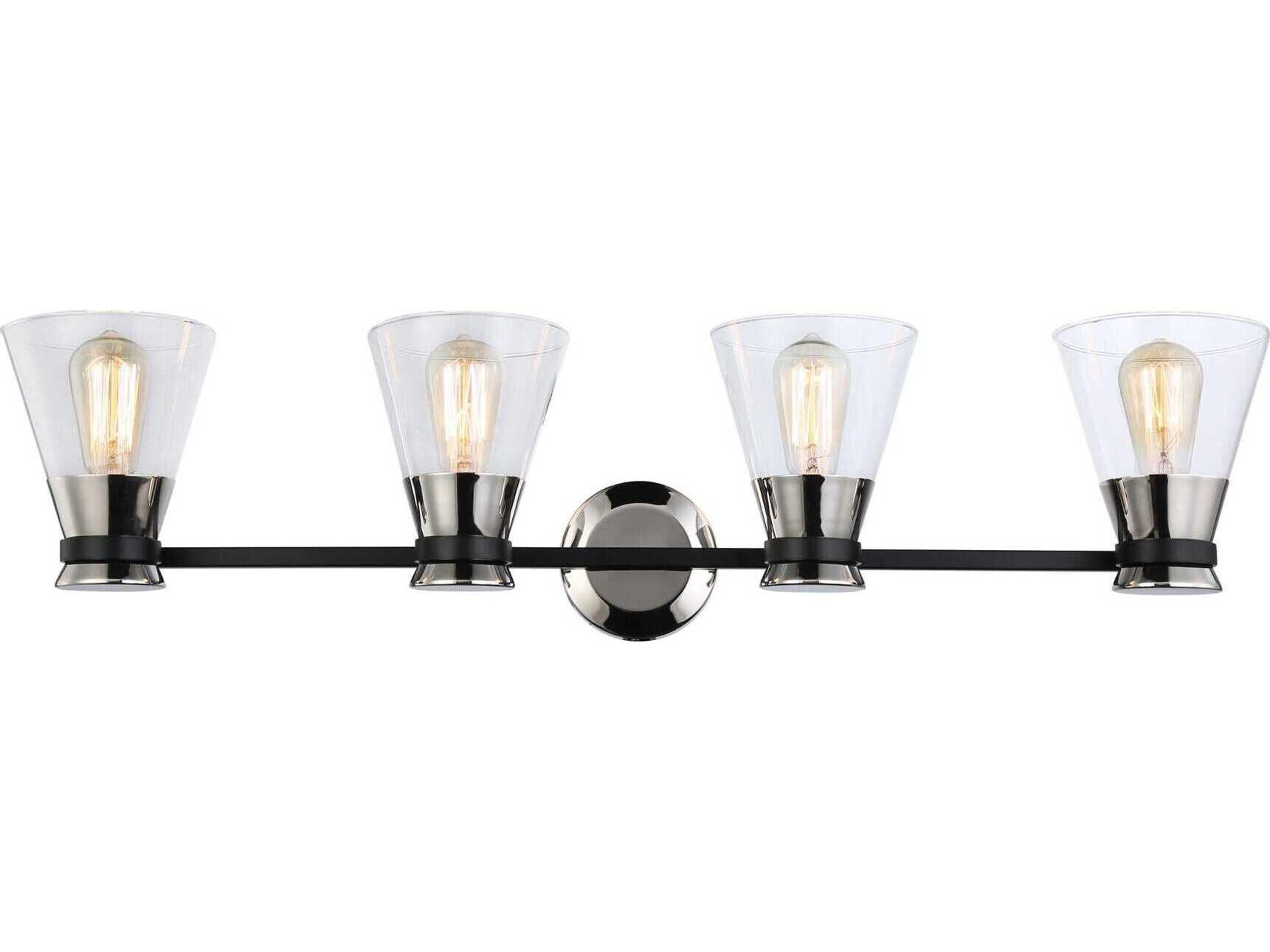 Artcraft Kanata 4-Light Black Brushed Nickel Glass Vanity Light