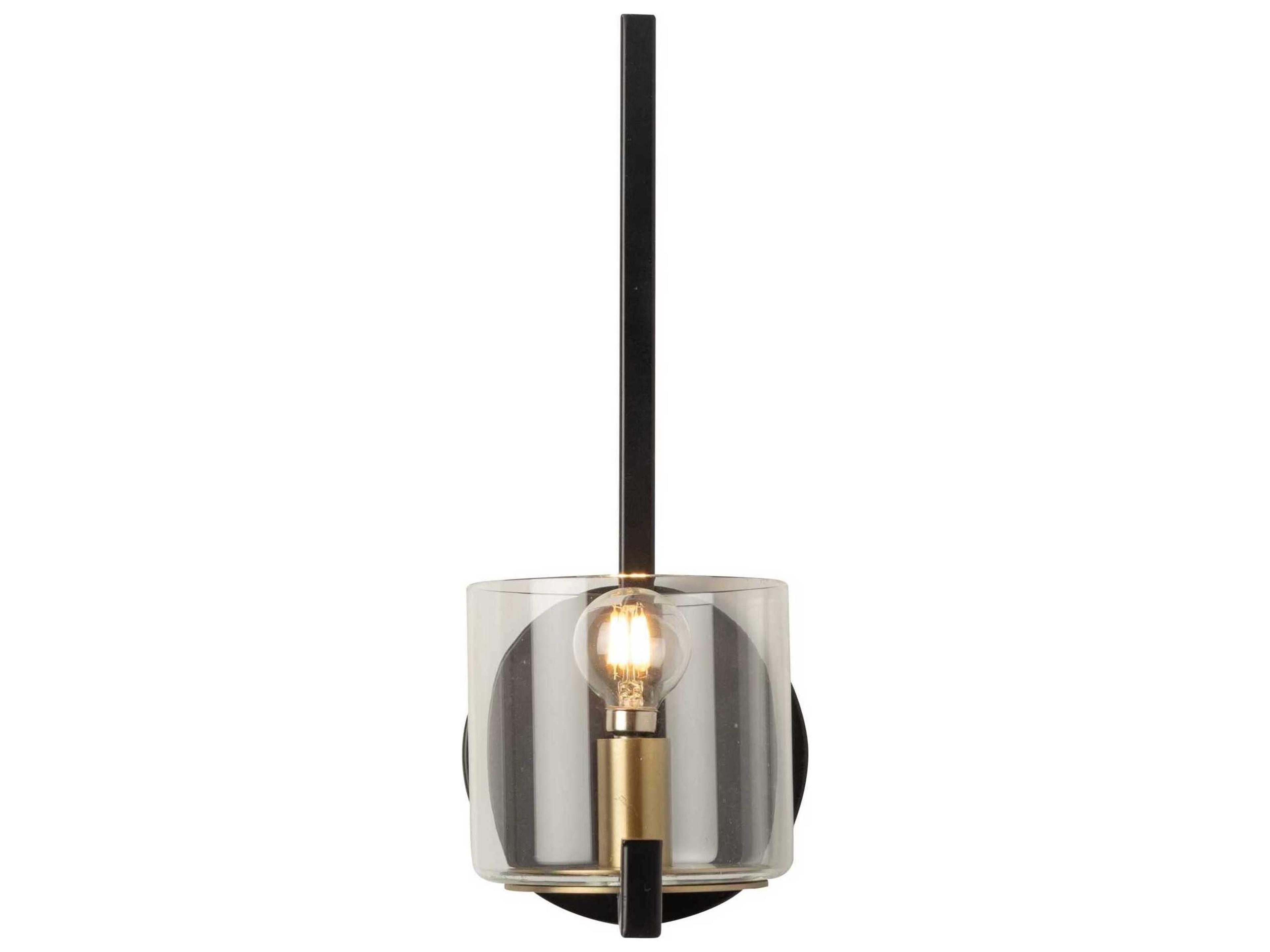 Artcraft Salinas 1-Light Black Brass Glass Wall Sconce