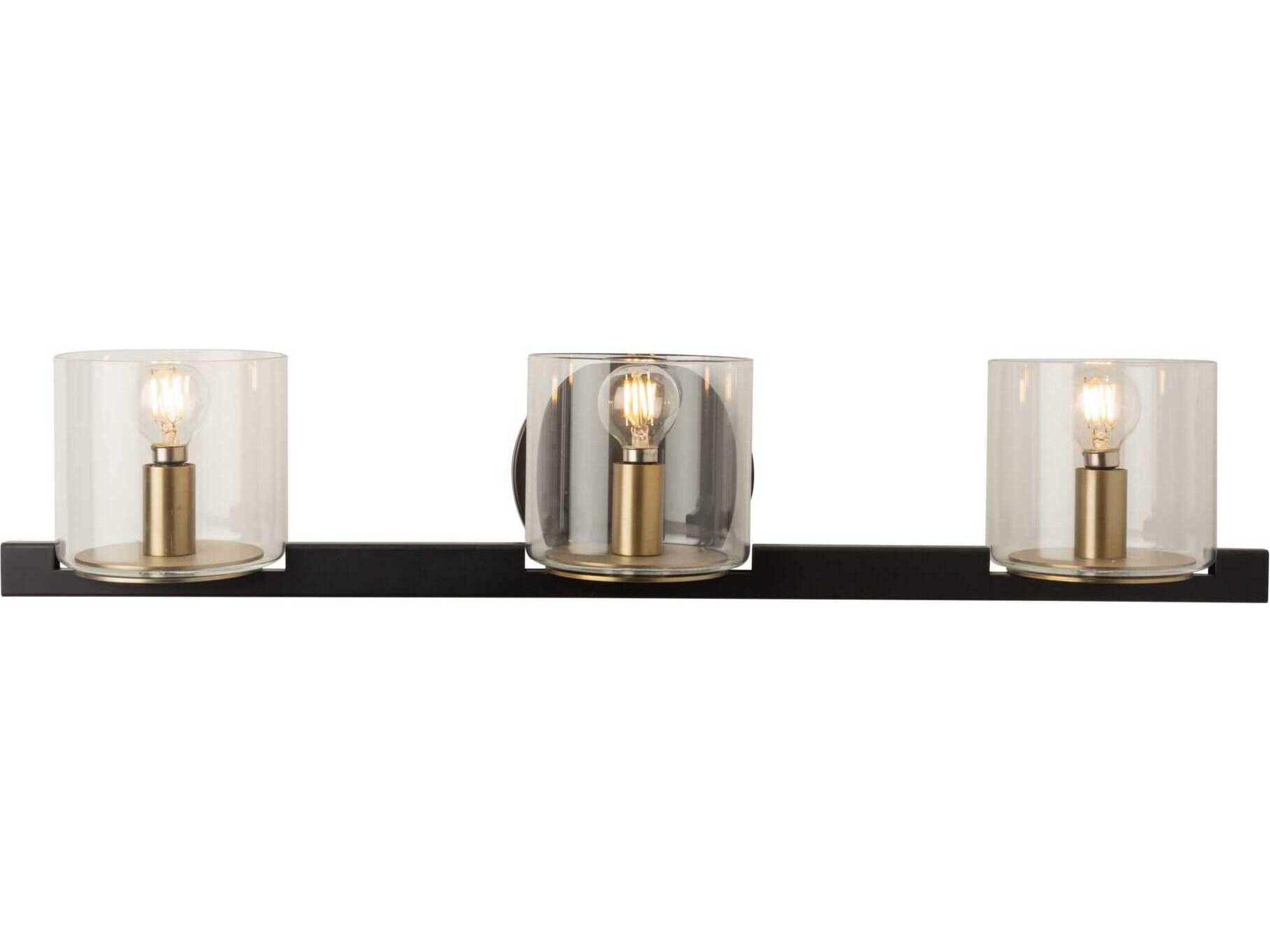 Salinas 3-Light Vanity Light in Black and Brass