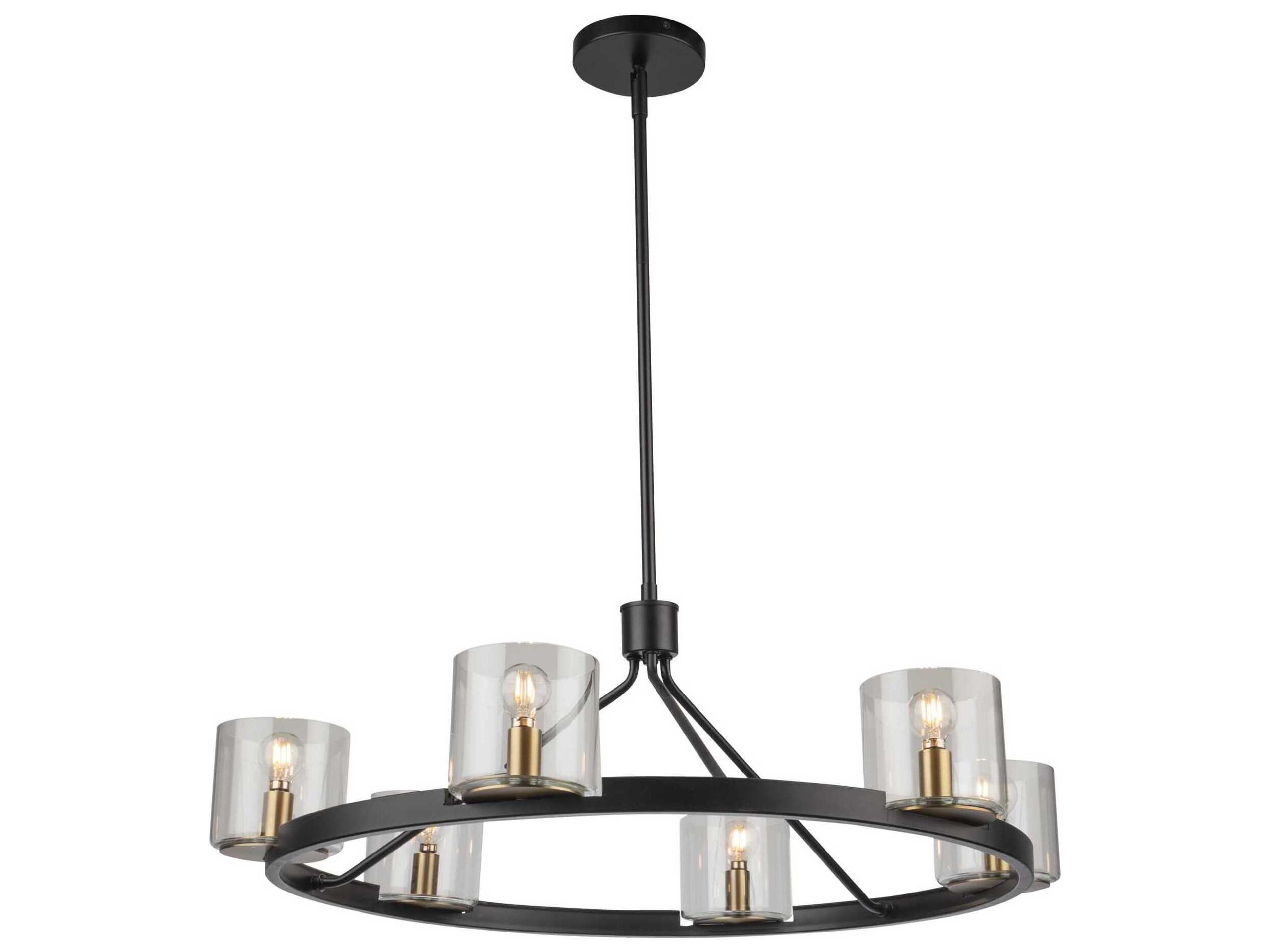 Salinas 6 Light Chandelier in Black and Brass