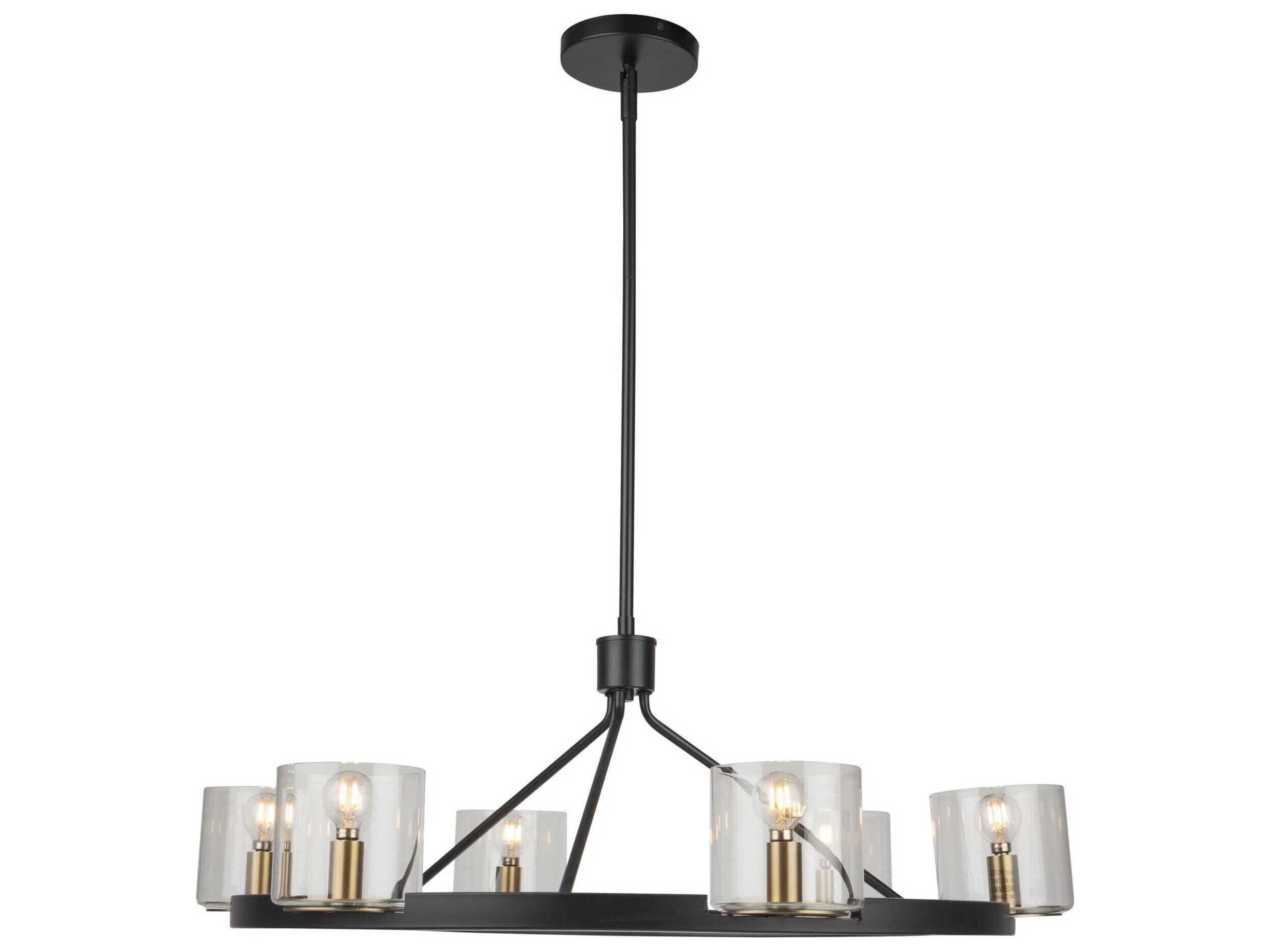 Artcraft Salinas 6-Light Black Brass Glass Candelabra Chandelier