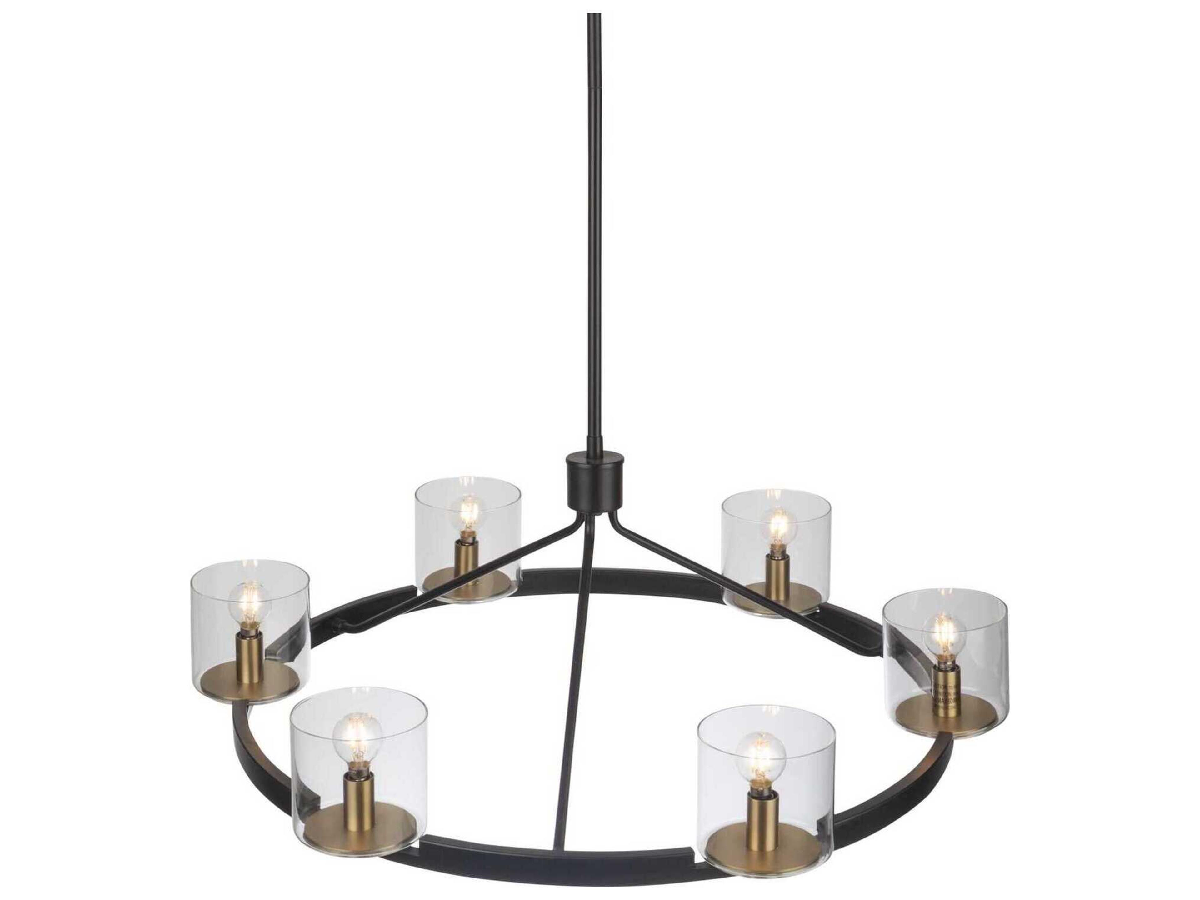 Artcraft Salinas 6-Light Black Brass Glass Candelabra Chandelier