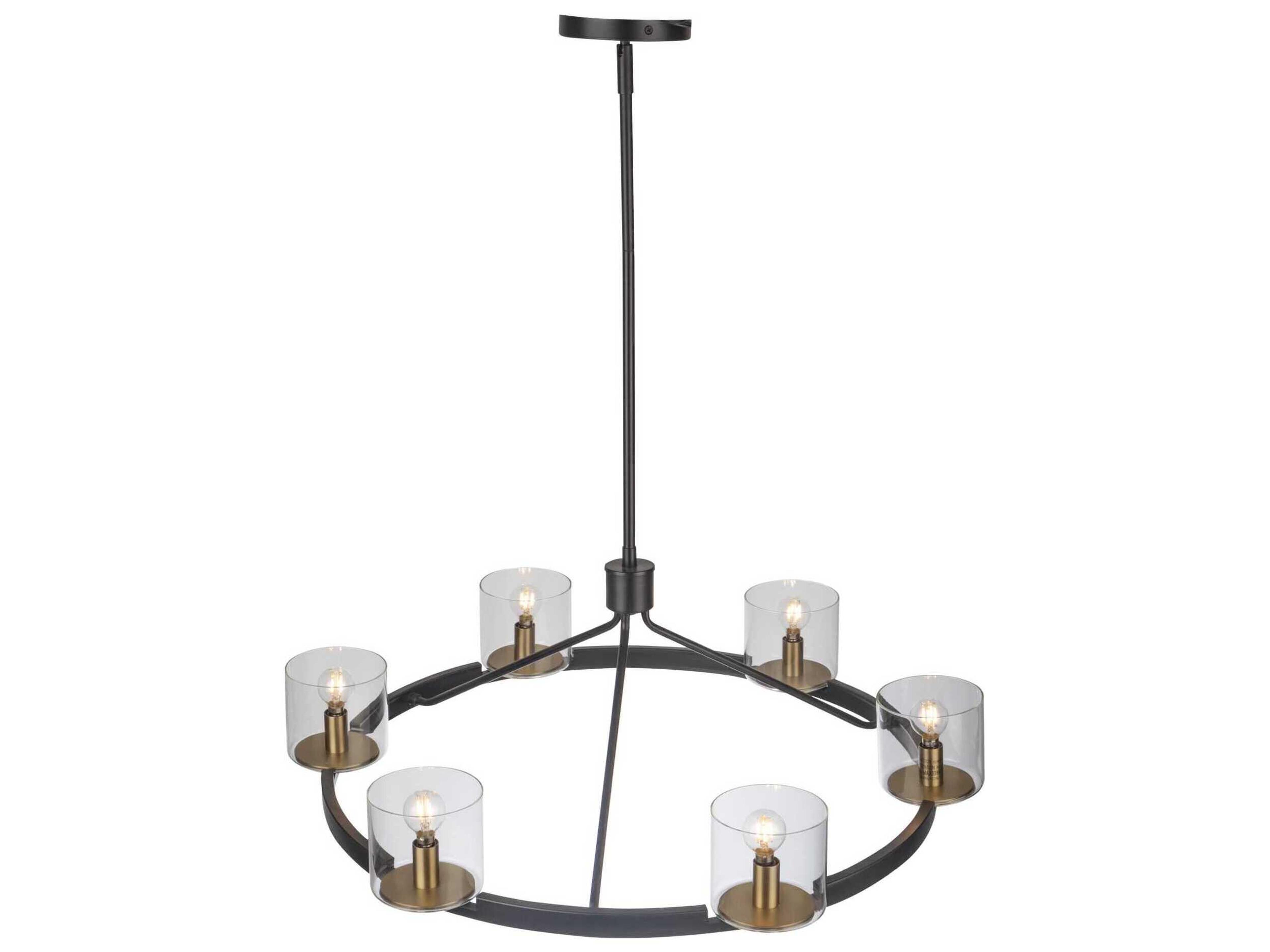 Artcraft Salinas 6-Light Black Brass Glass Candelabra Chandelier