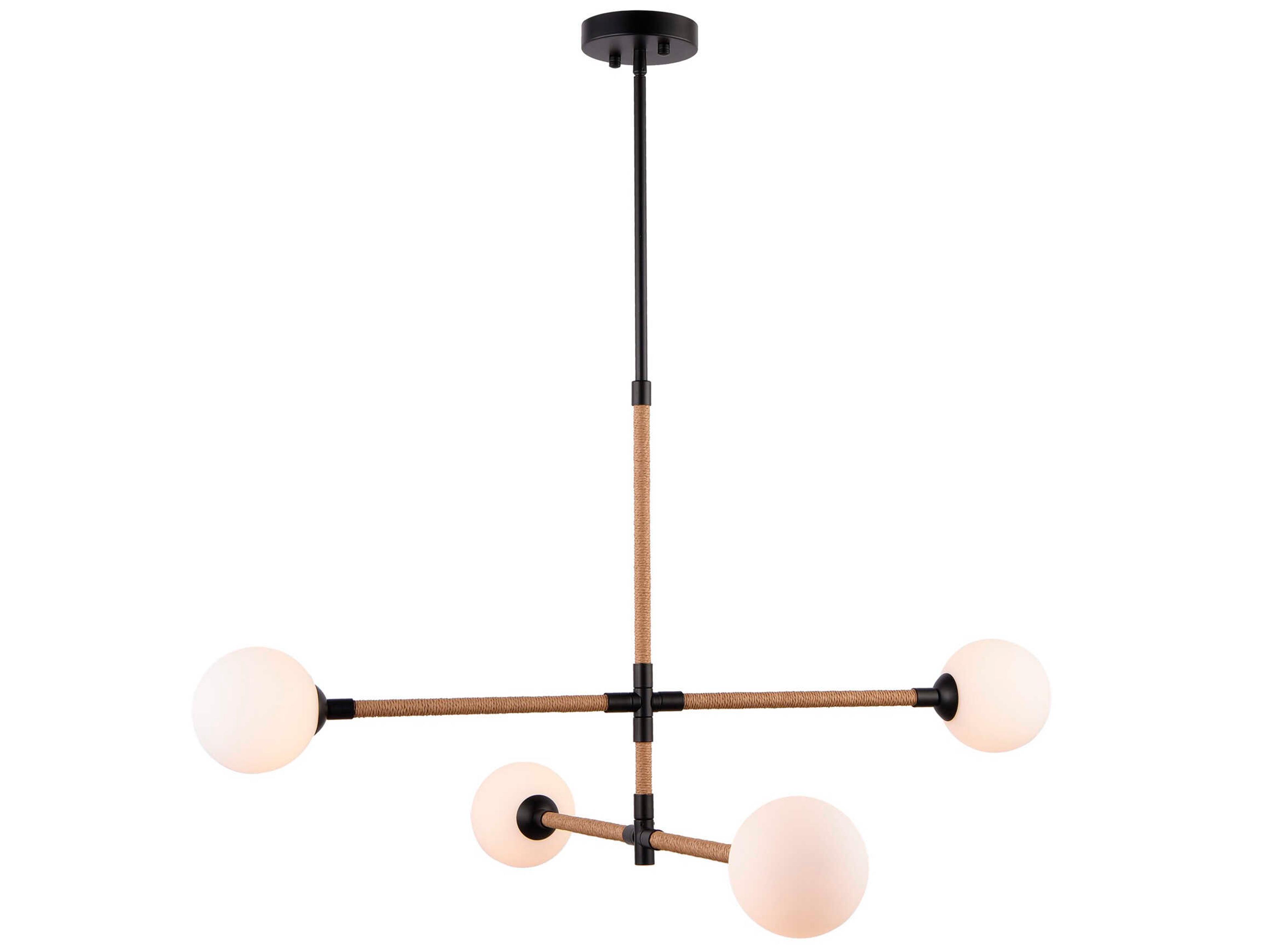 Artcraft Capilano 4-Light Black Globe Tiered Chandelier