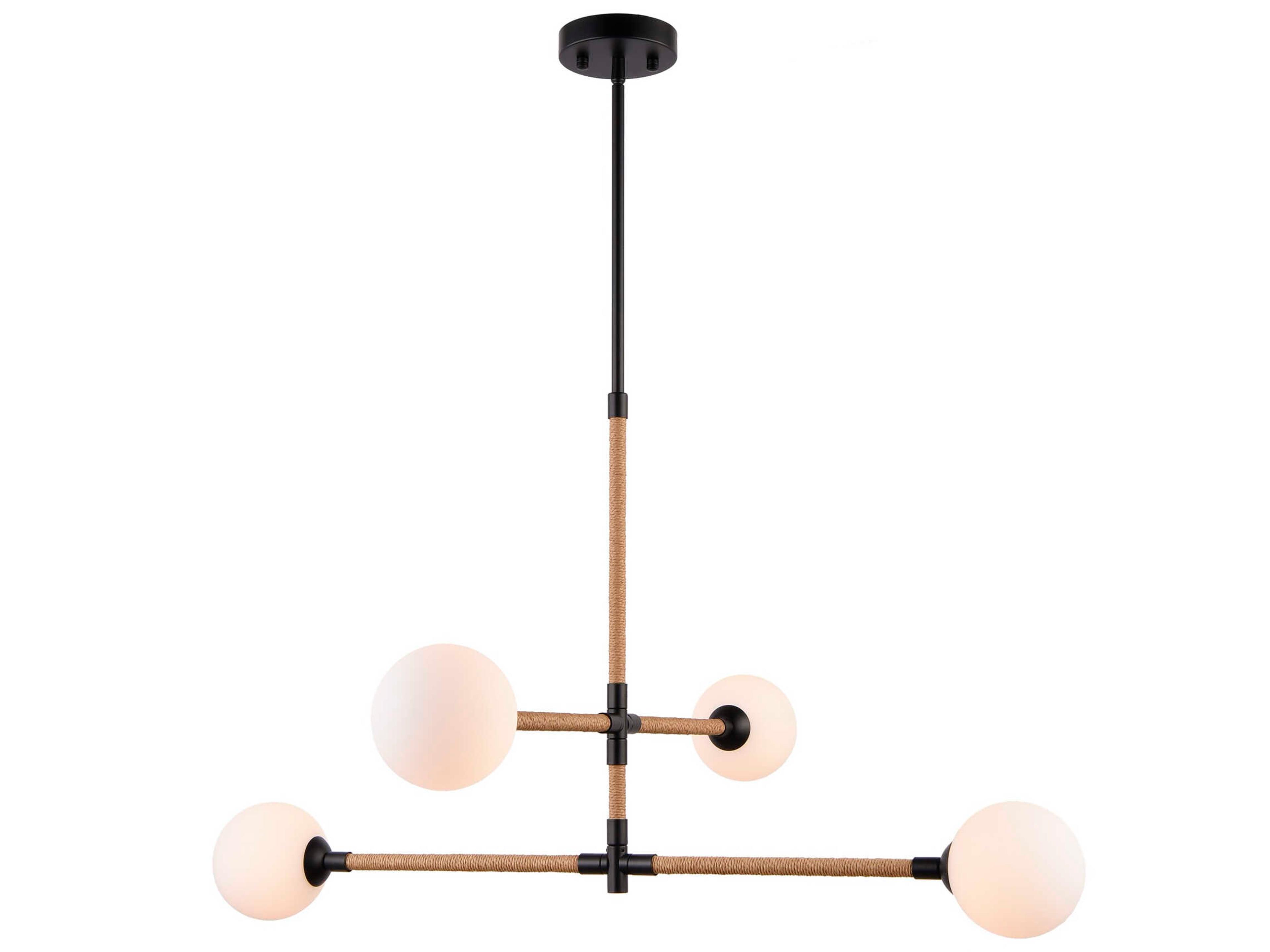 Artcraft Capilano 4-Light Black Globe Tiered Chandelier