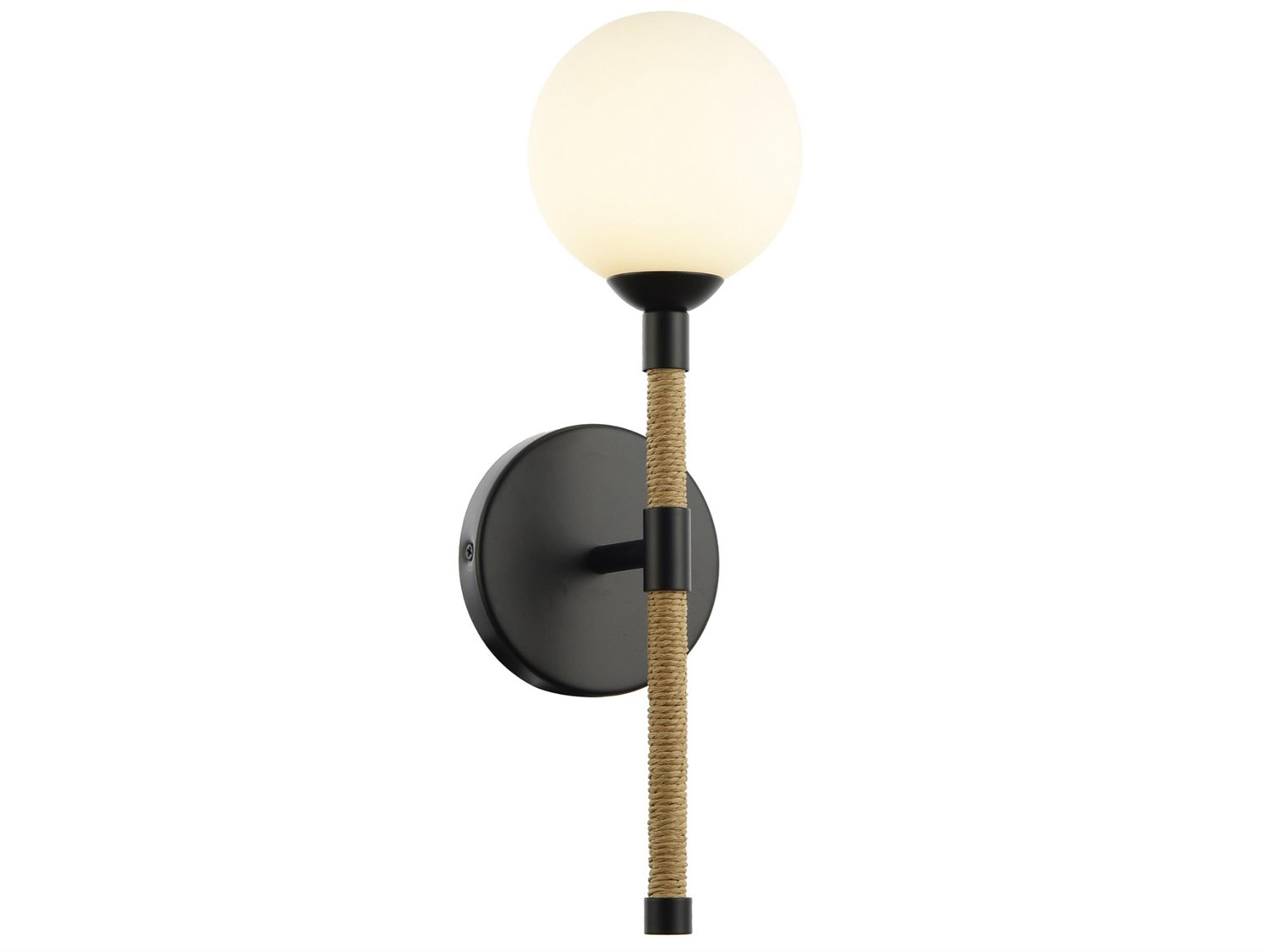 Capilano Wall Sconce in Black with Natural Jute