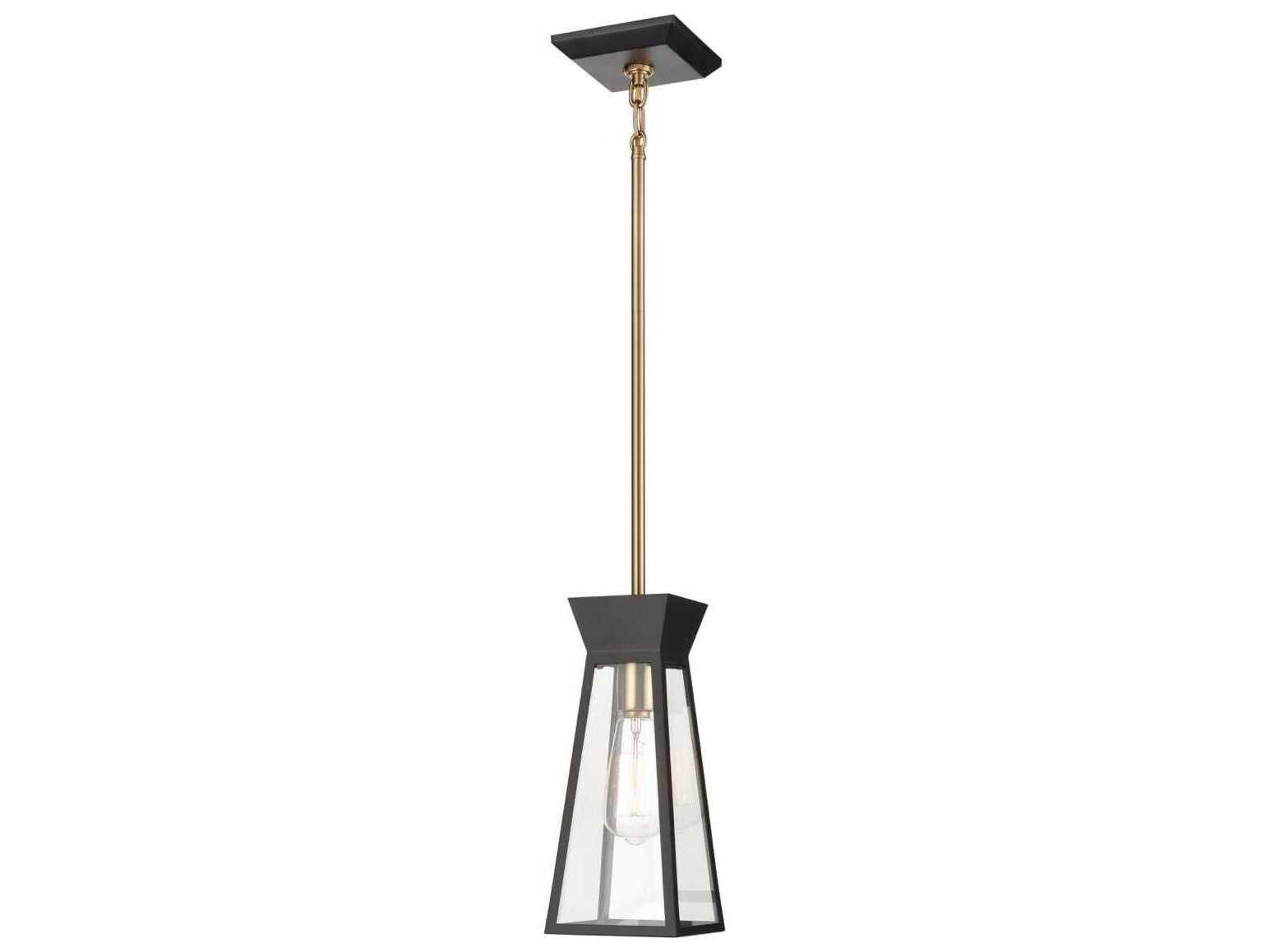 Artcraft Lucian 1-Light Black Brushed Brass Lantern Mini Pendant