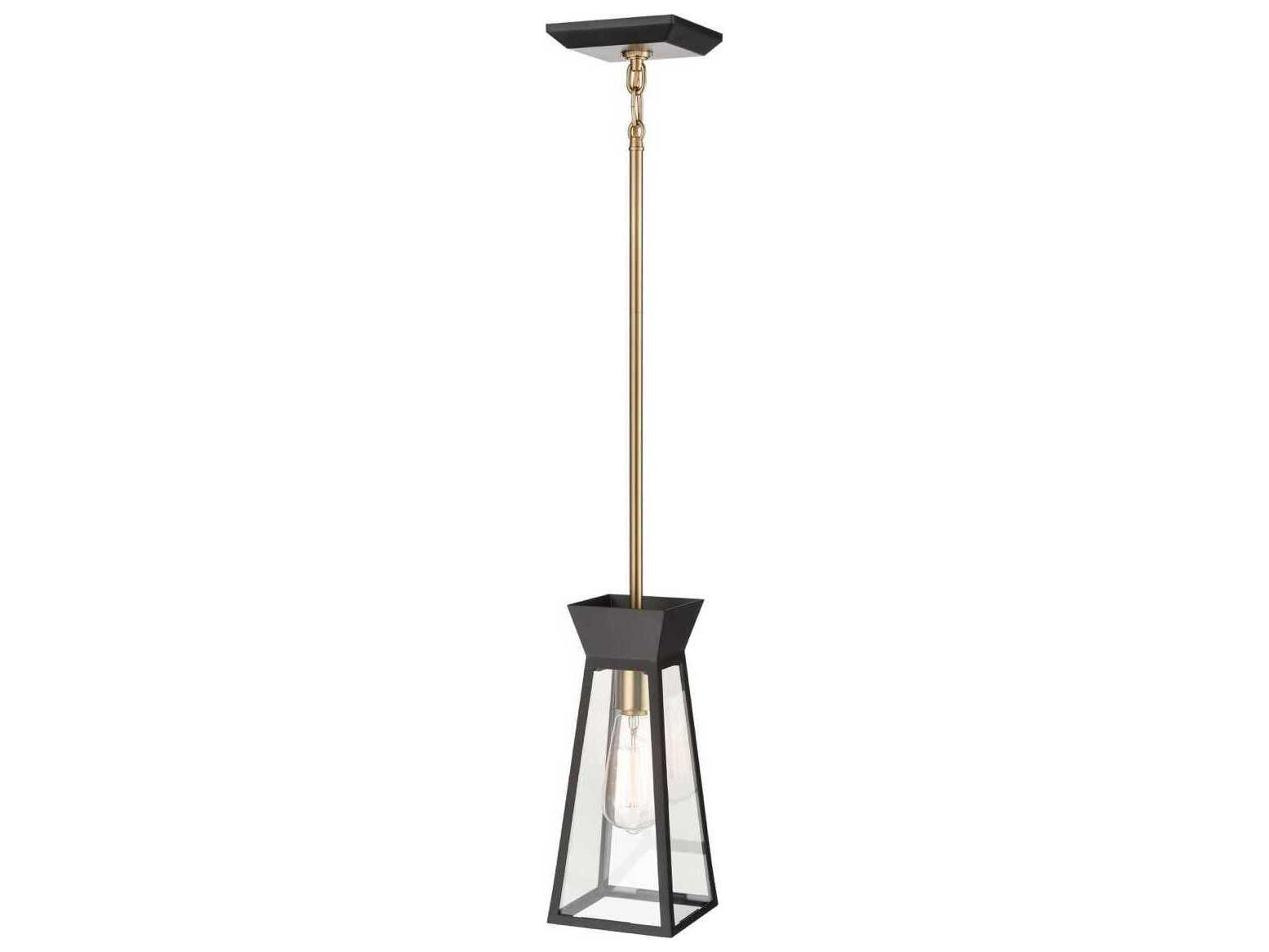 Artcraft Lucian 1-Light Black Brushed Brass Lantern Mini Pendant