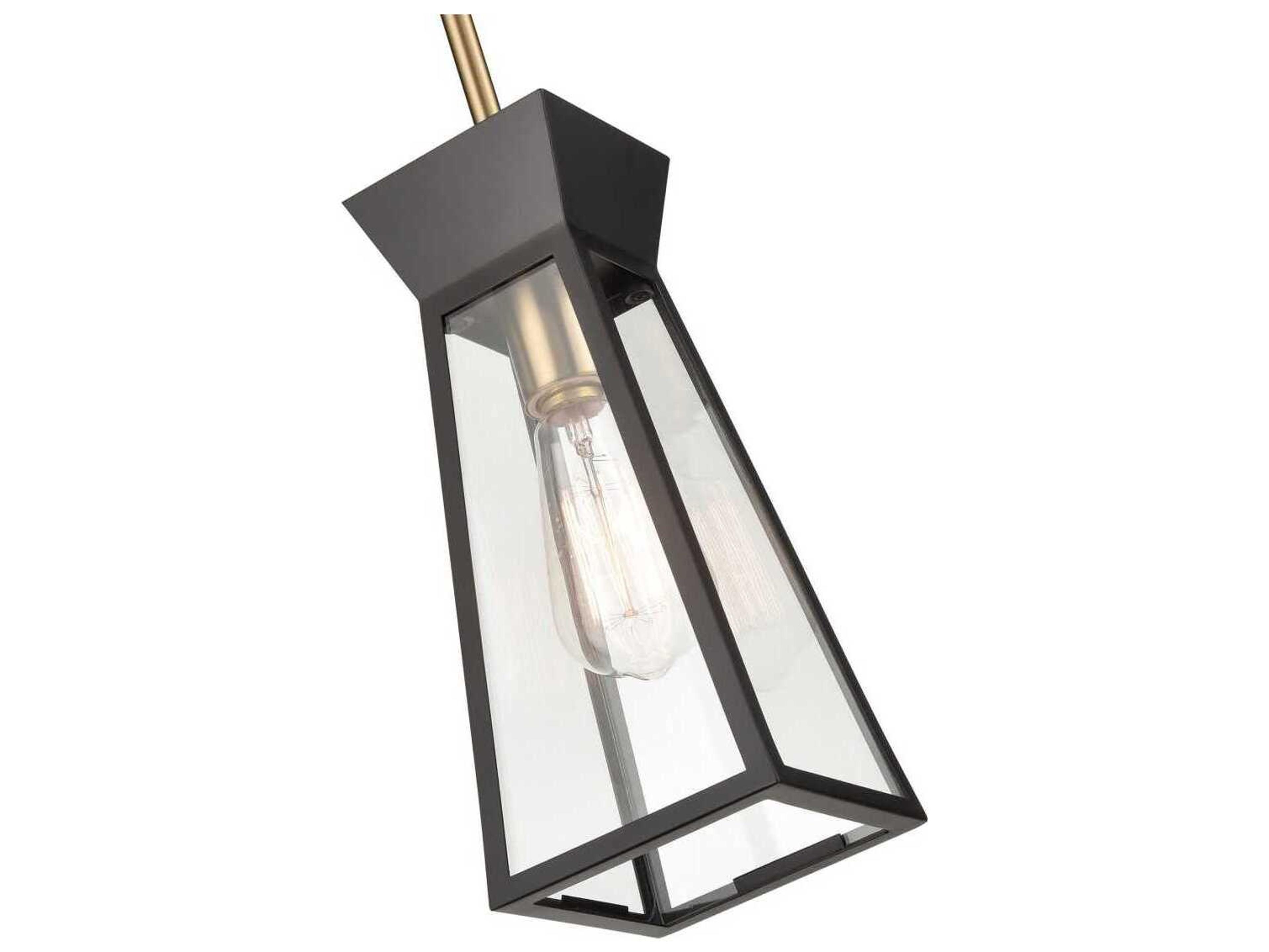 Artcraft Lucian 1-Light Black Brushed Brass Lantern Mini Pendant