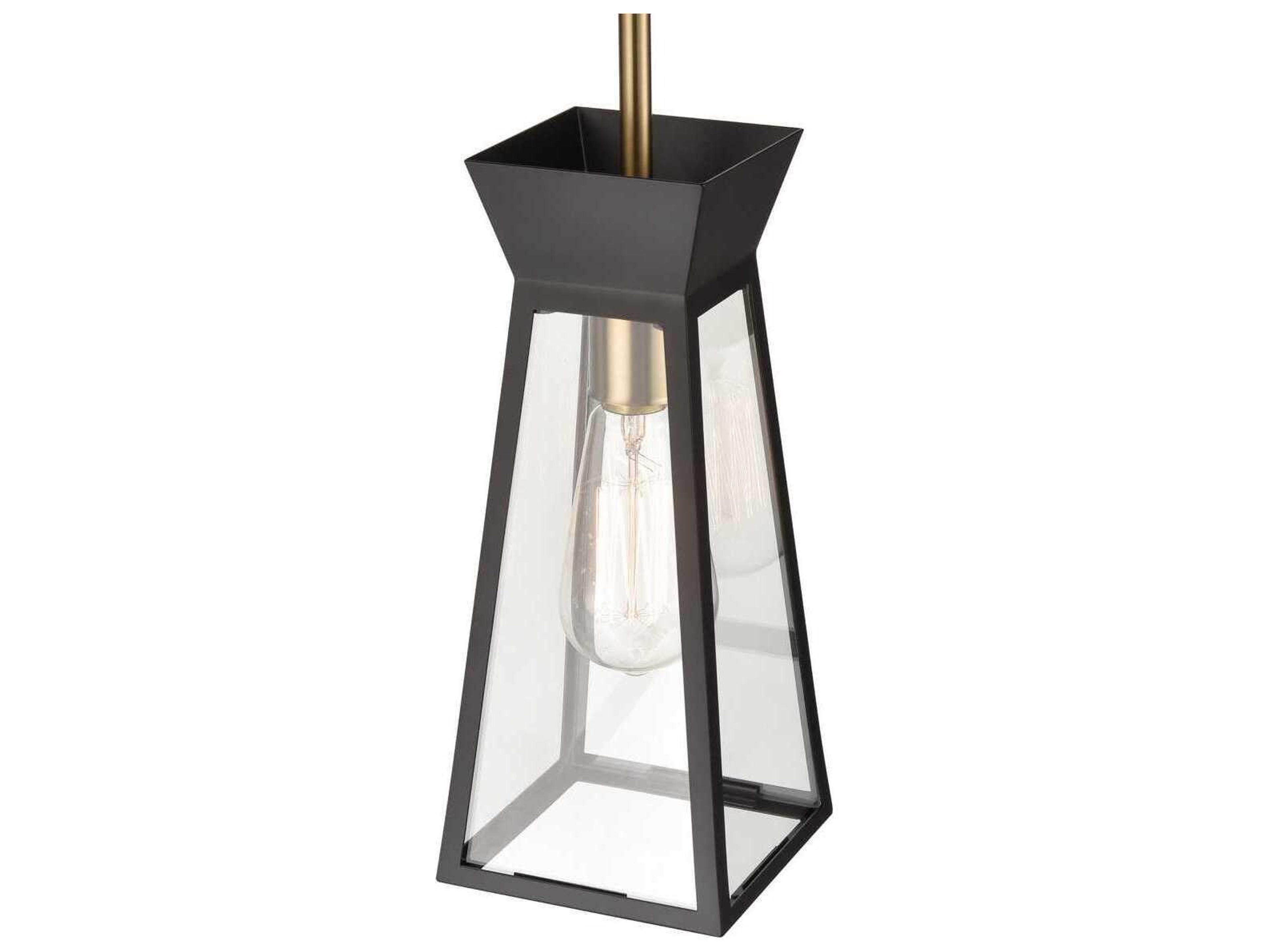 Artcraft Lucian 1-Light Black Brushed Brass Lantern Mini Pendant