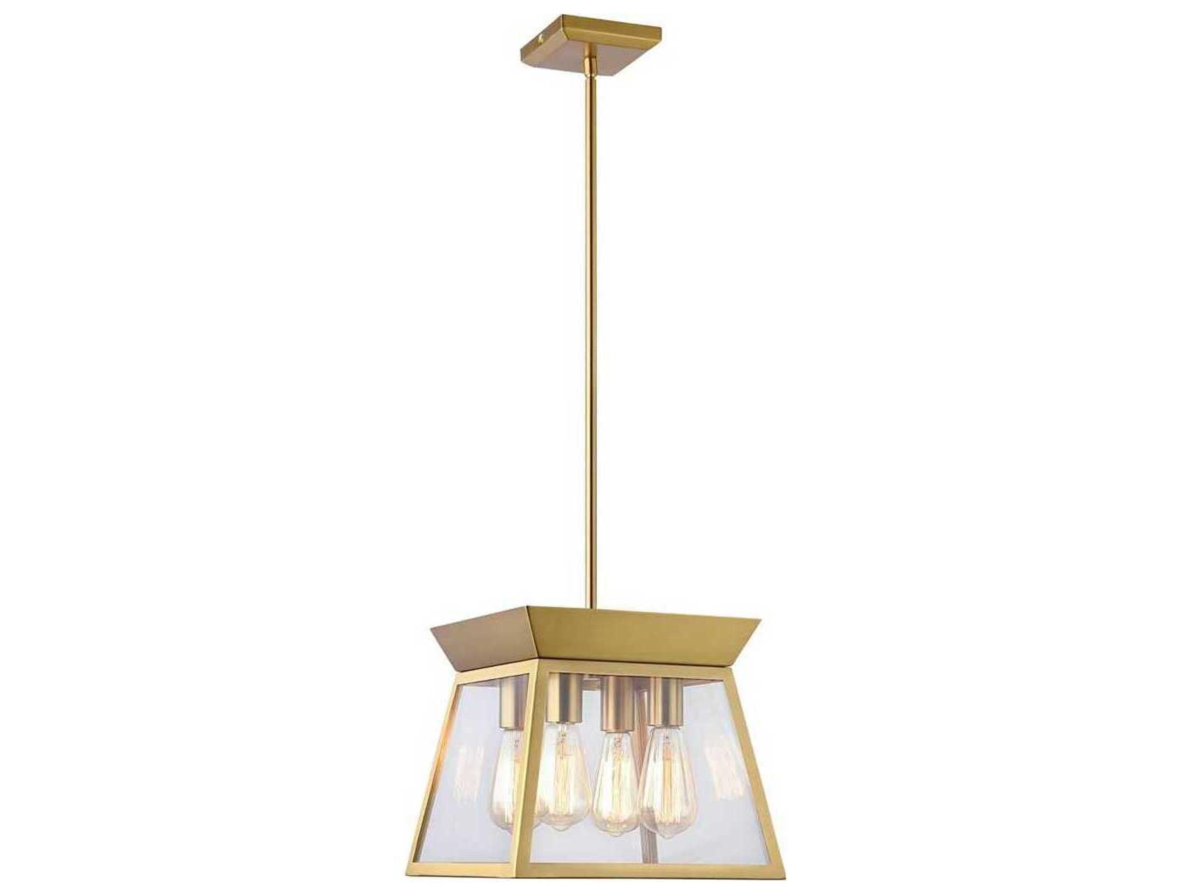 Artcraft Lucian 4-Light Brushed Brass Lantern Chandelier