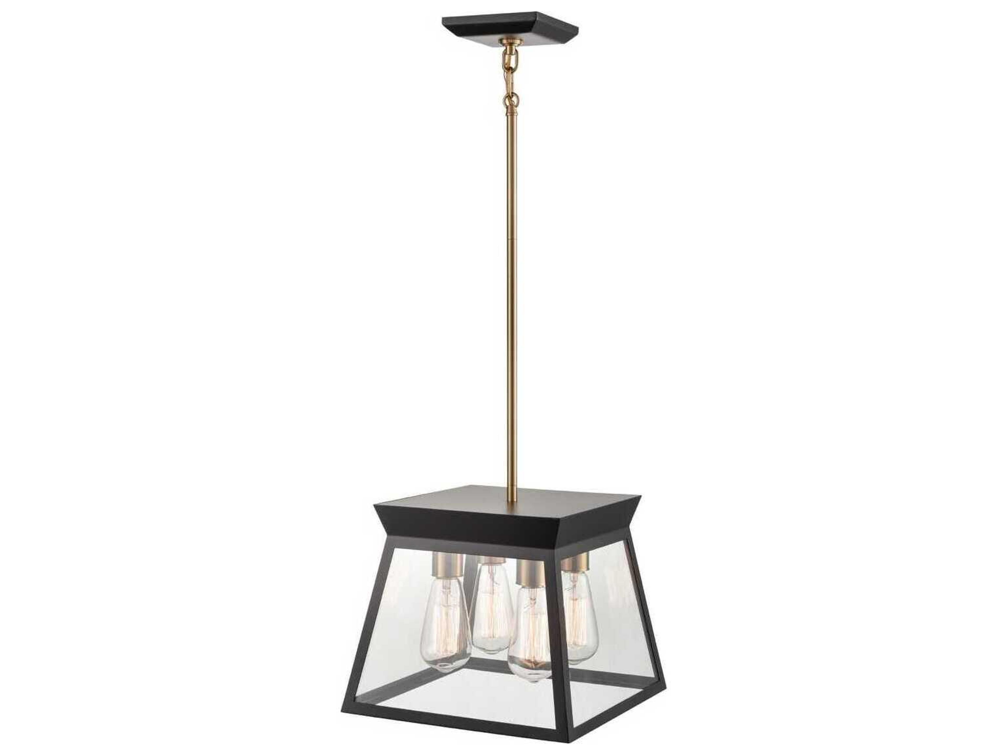 Artcraft Lucian 4-Light Black Brushed Brass Lantern Chandelier