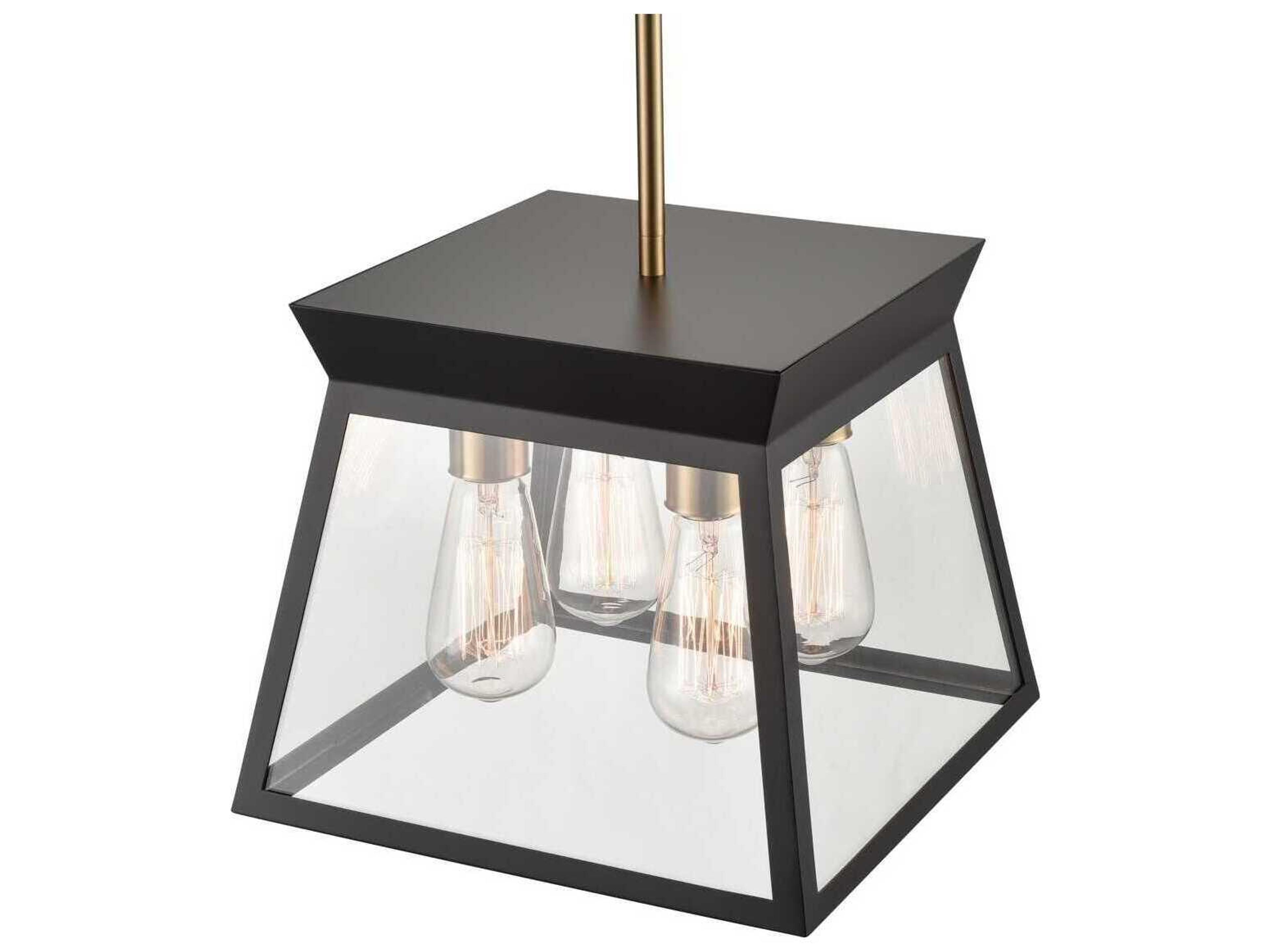 Artcraft Lucian 4-Light Black Brushed Brass Lantern Chandelier