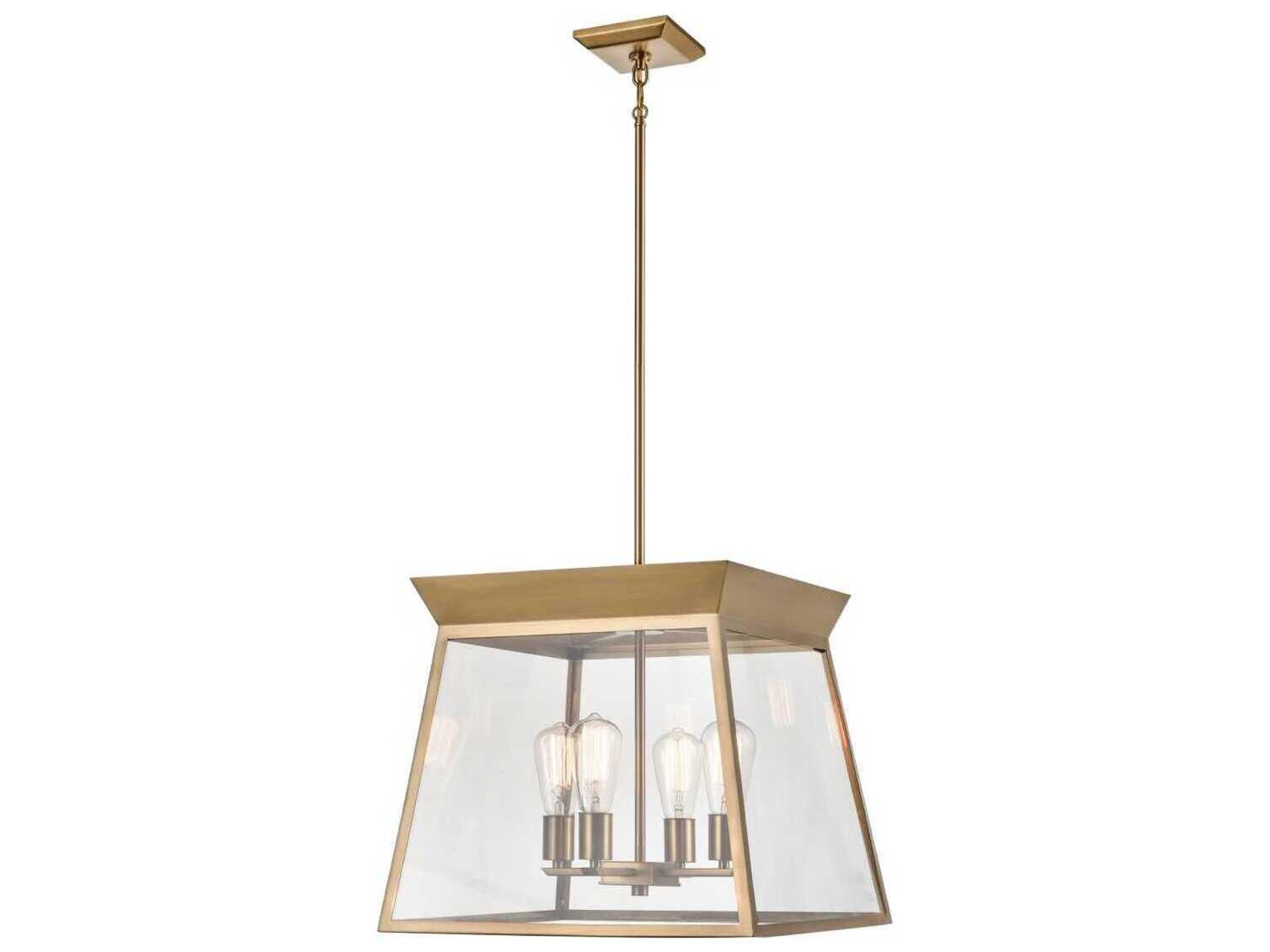 Artcraft Lucian 4-Light Brushed Brass Lantern Chandelier