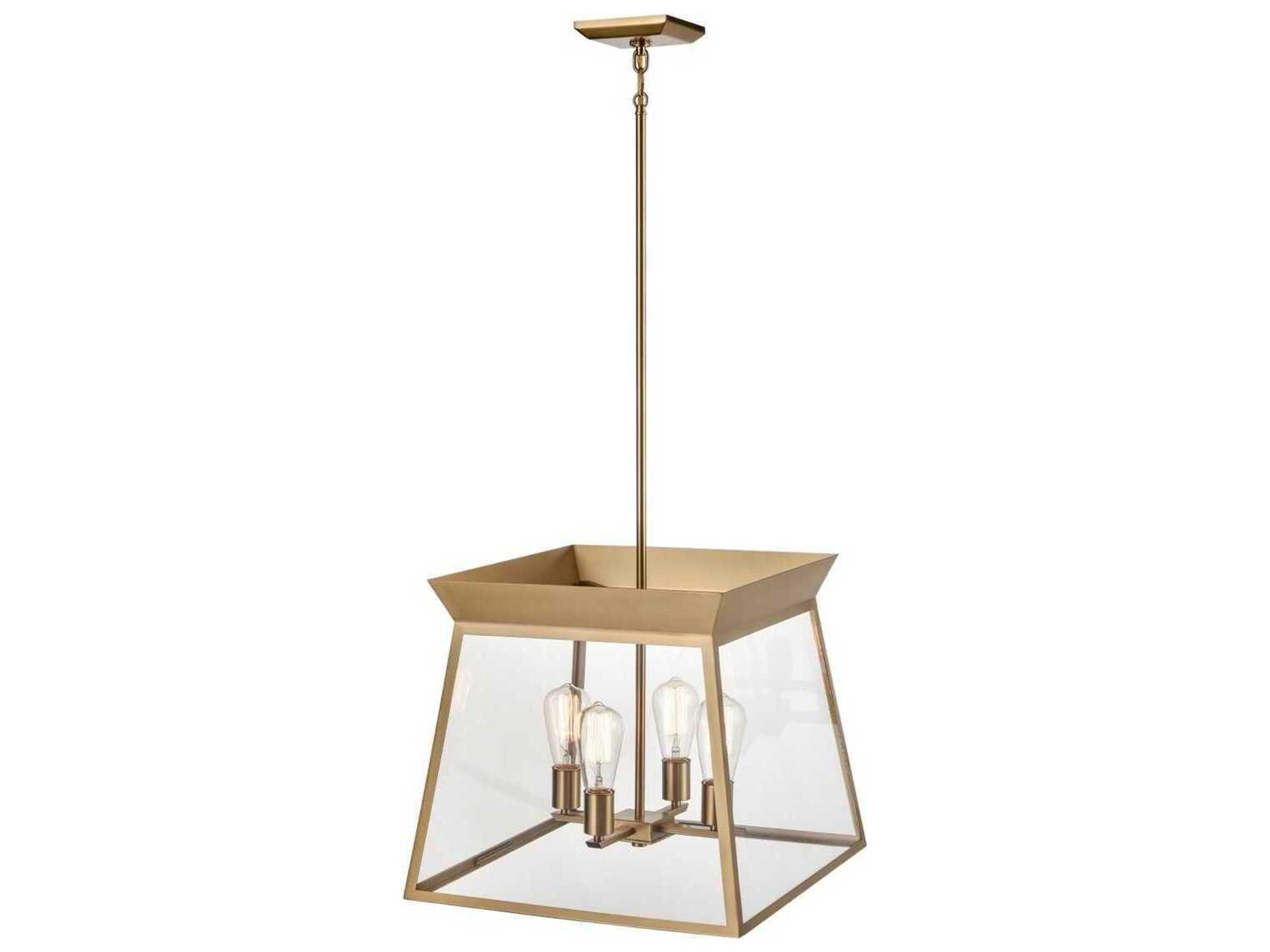 Artcraft Lucian 4-Light Brushed Brass Lantern Chandelier
