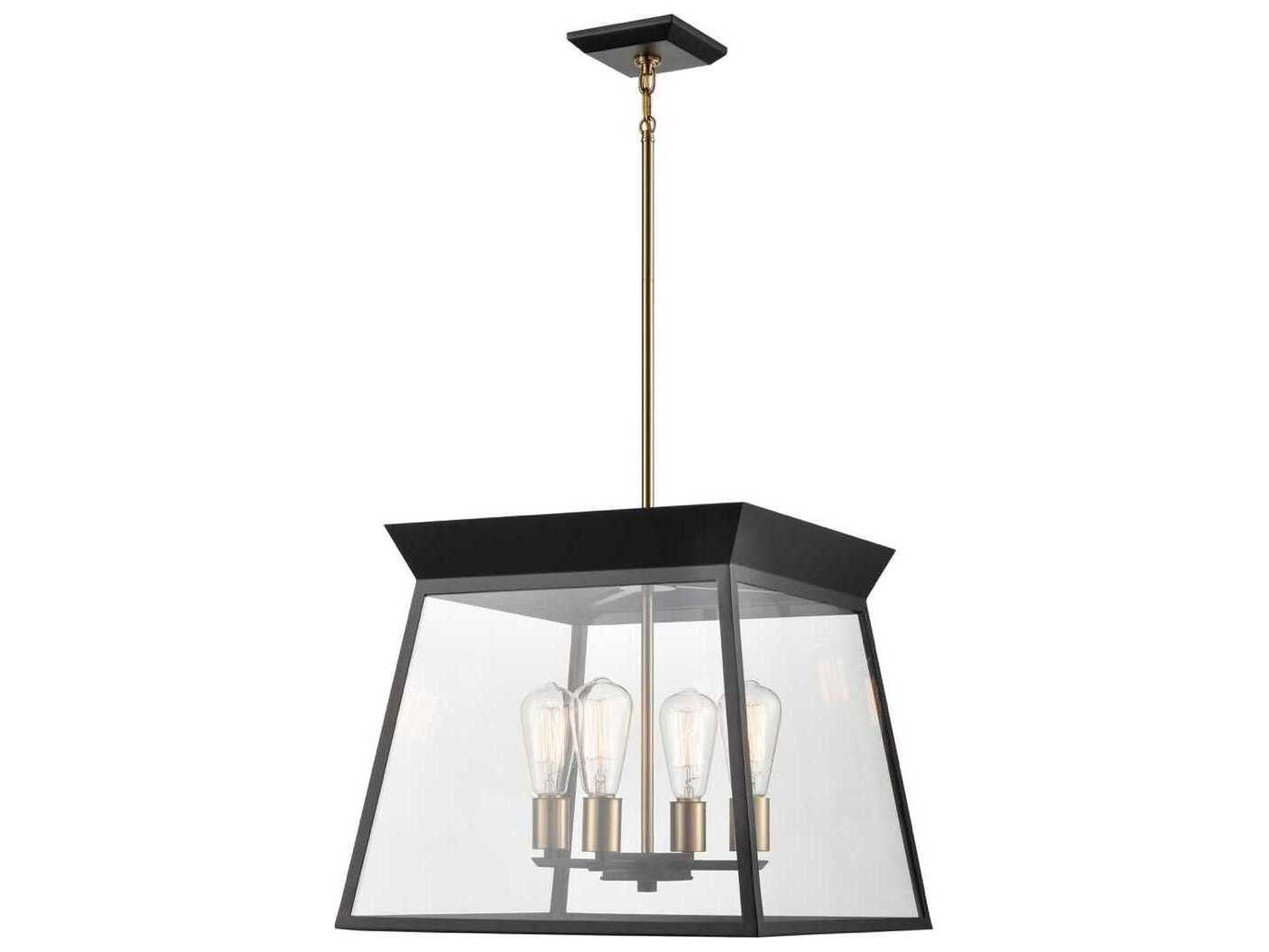 Artcraft Lucian 4-Light Black Brushed Brass Lantern Chandelier