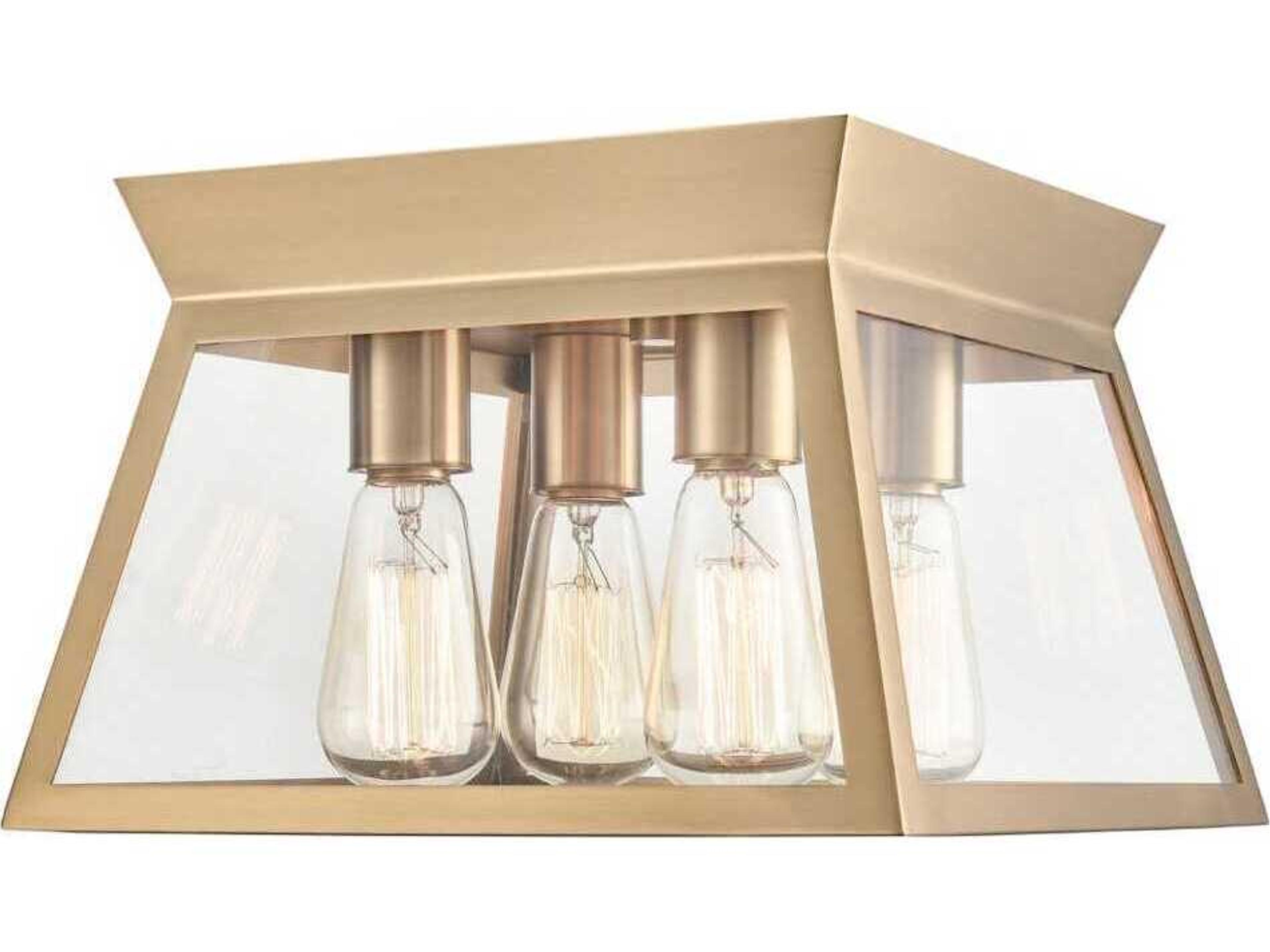 Artcraft Lucian 4-Light Brushed Brass Lantern Flush Mount