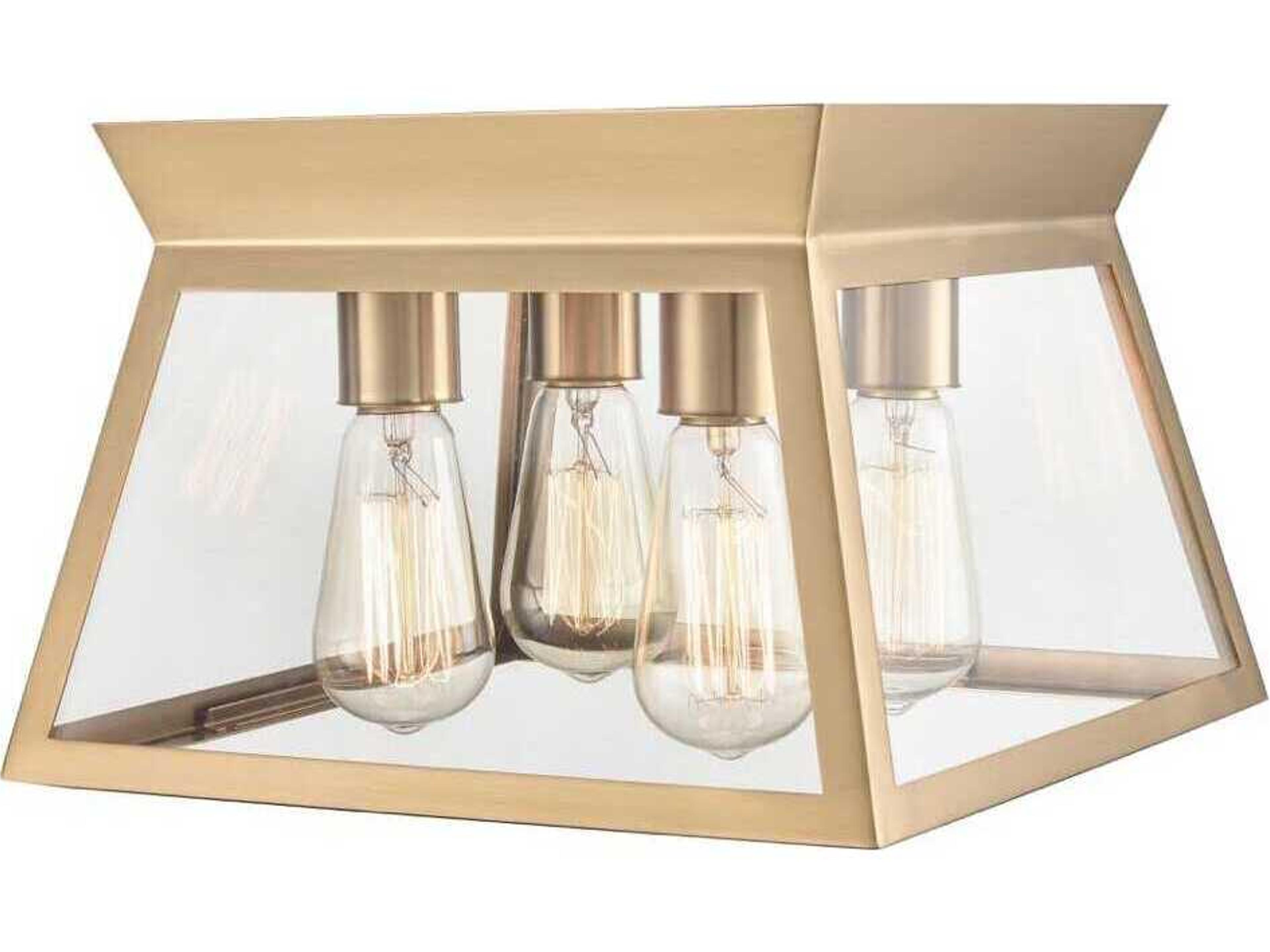 Artcraft Lucian 4-Light Brushed Brass Lantern Flush Mount