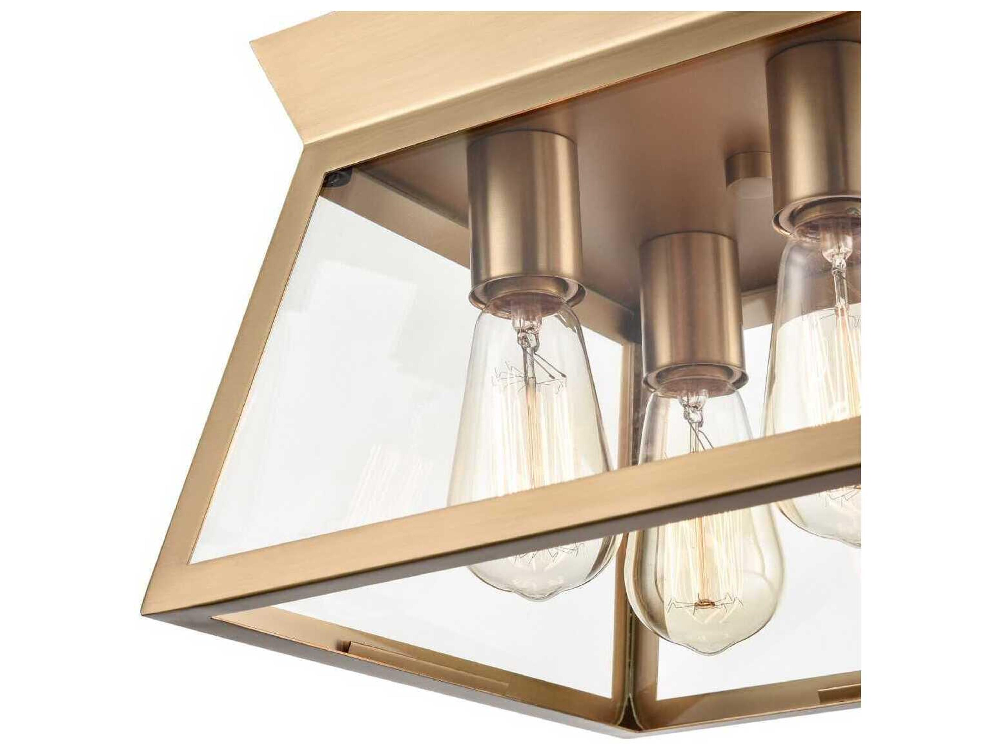 Artcraft Lucian 4-Light Brushed Brass Lantern Flush Mount