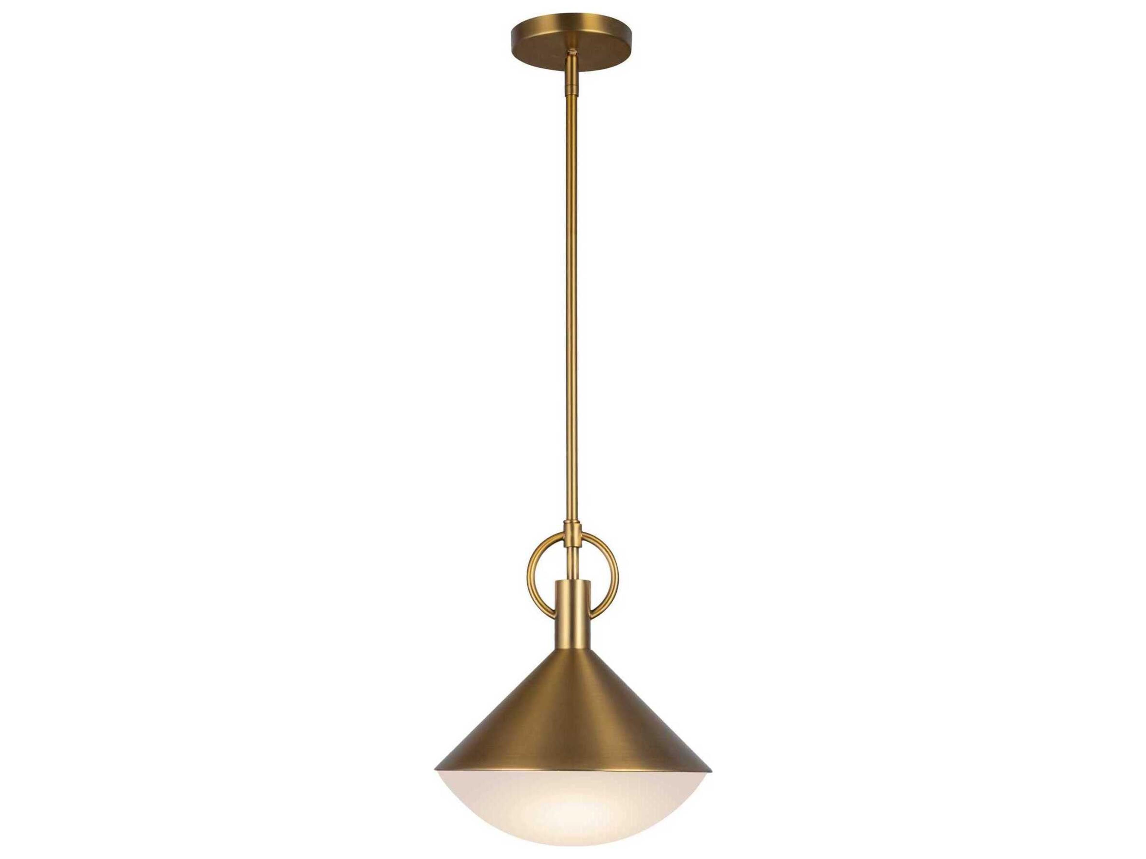 Abruzzo Pendant Light in Brass with White Glass