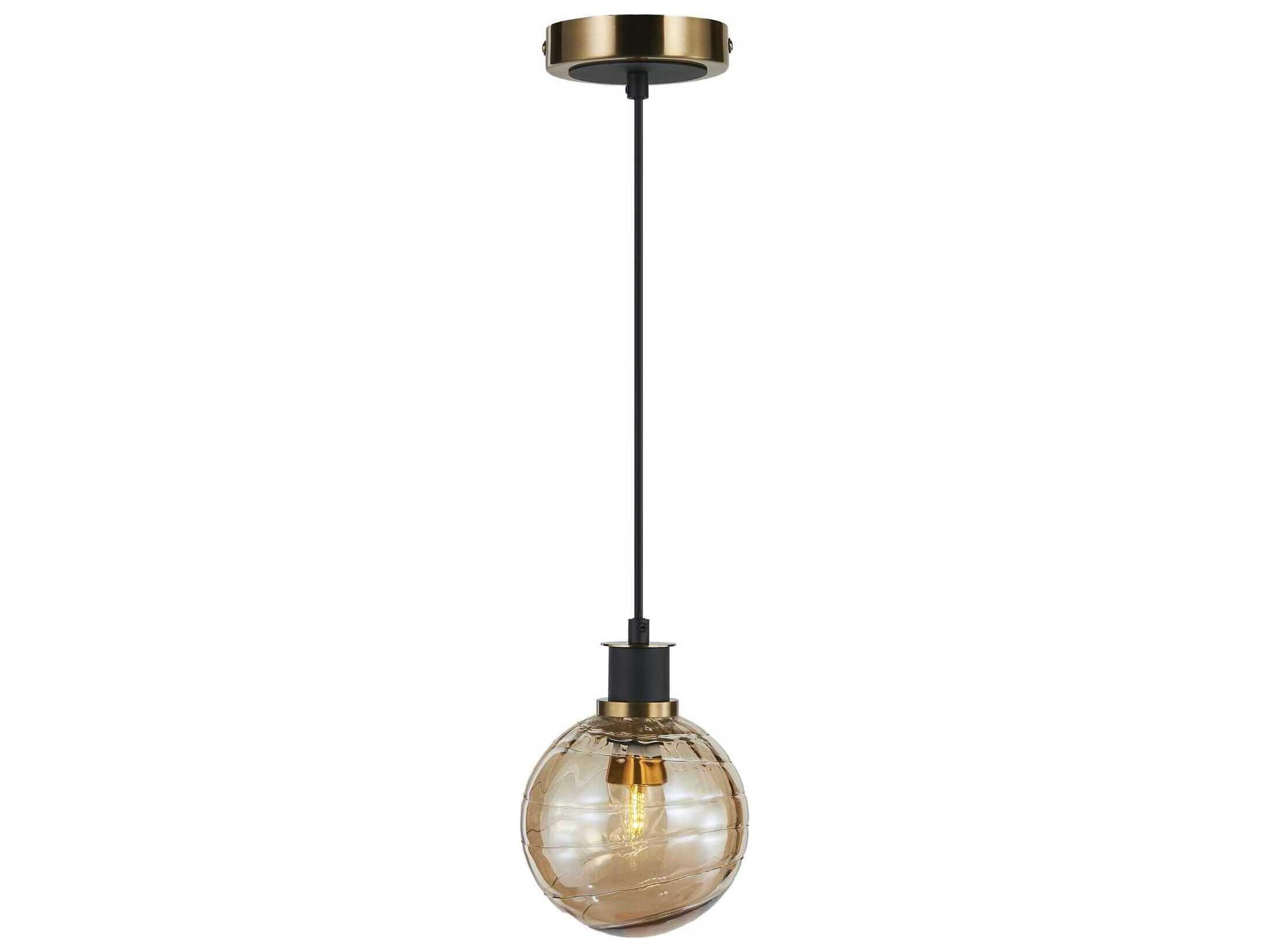 Gem Single Pendant Light with Amber Glass