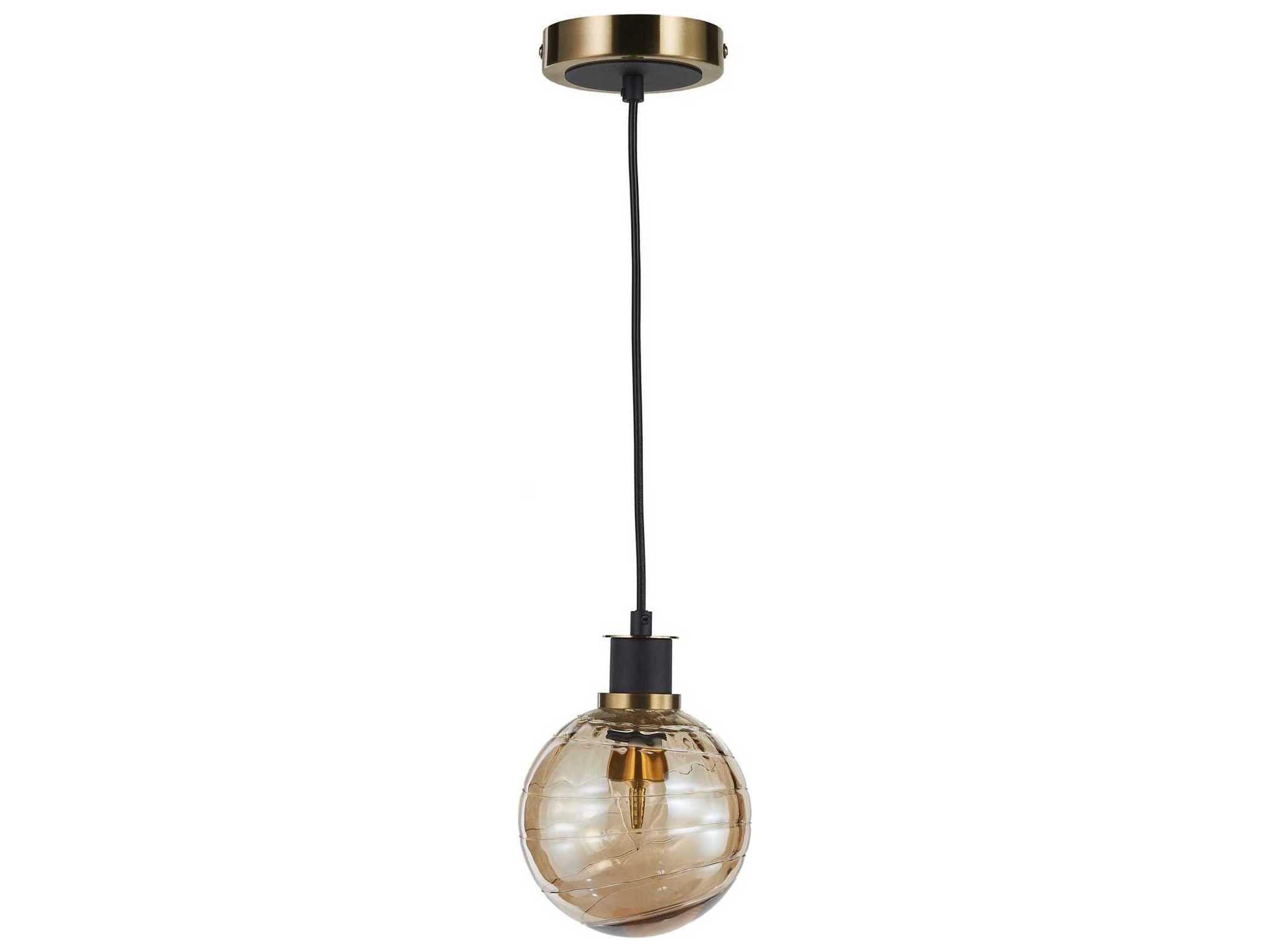 Artcraft Gem 1-Light Black Brushed Brass Globe Mini Pendant