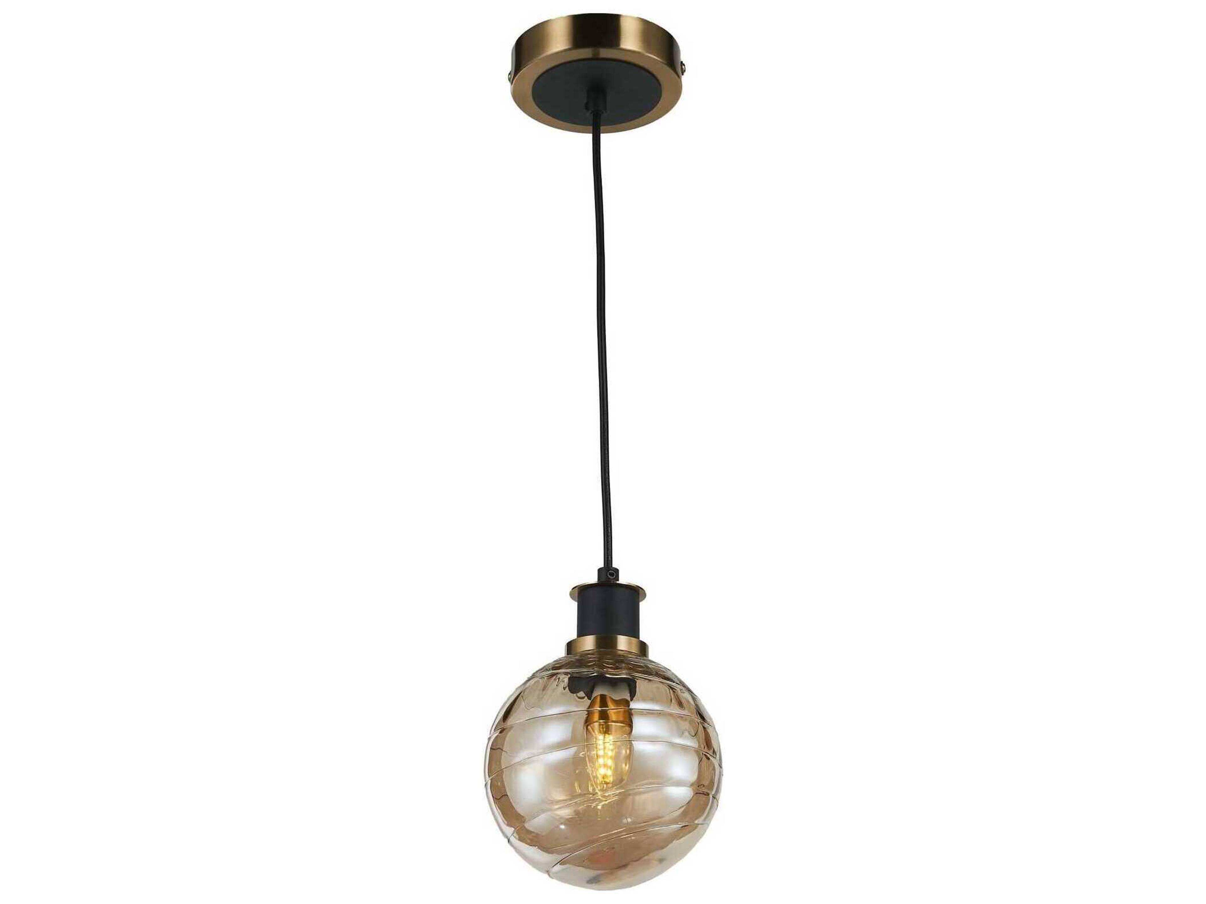 Artcraft Gem 1-Light Black Brushed Brass Globe Mini Pendant