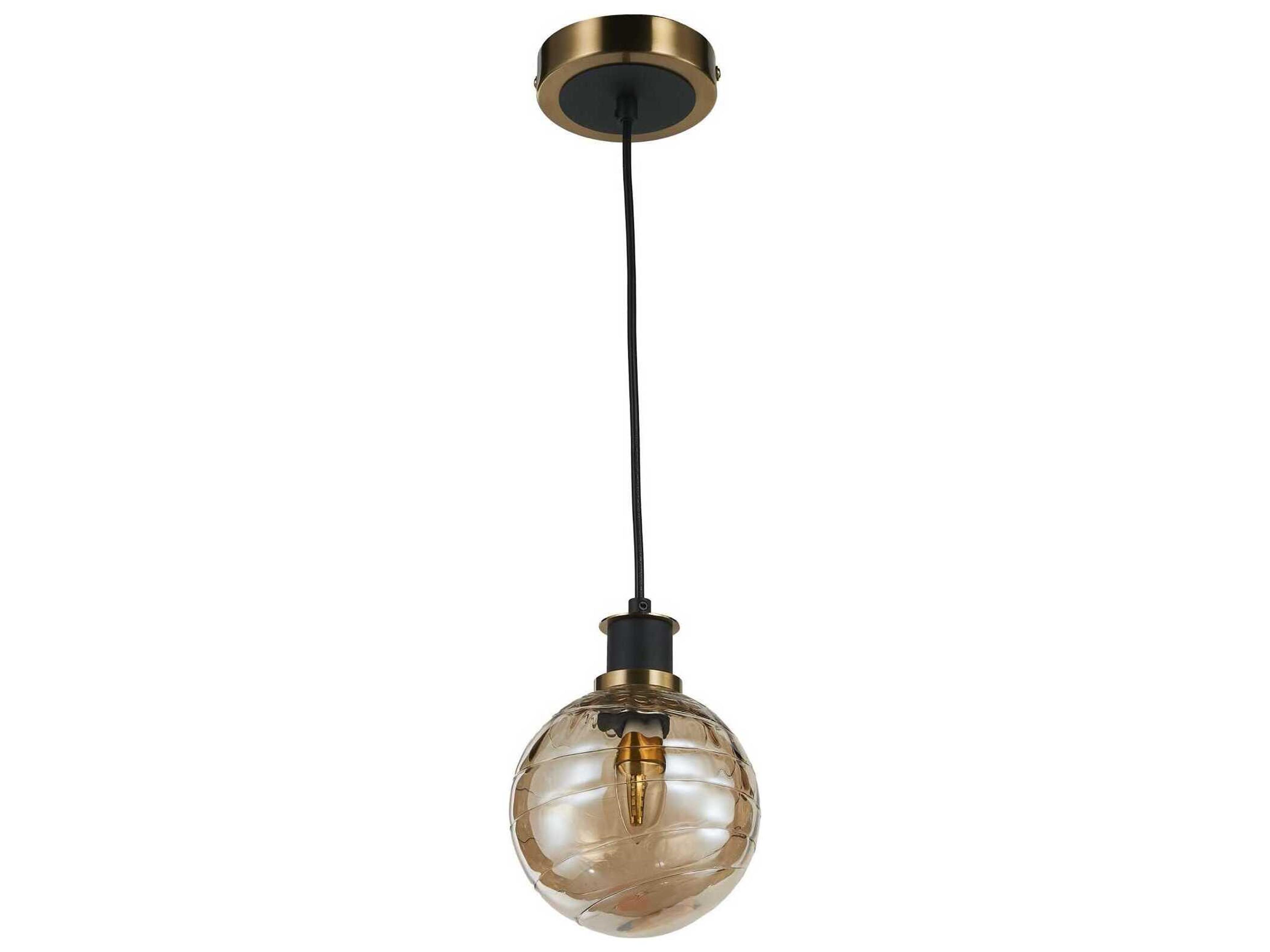 Artcraft Gem 1-Light Black Brushed Brass Globe Mini Pendant