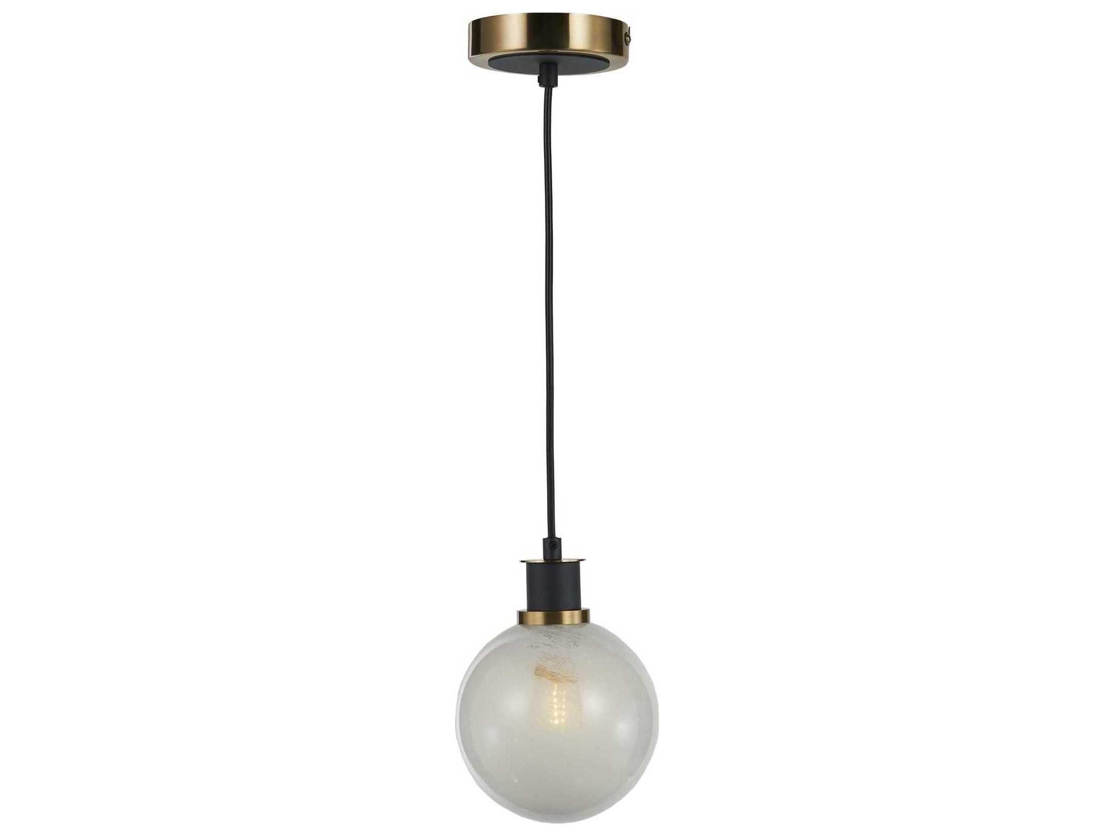 Artcraft Gem 1-Light Black Brushed Brass Globe Mini Pendant