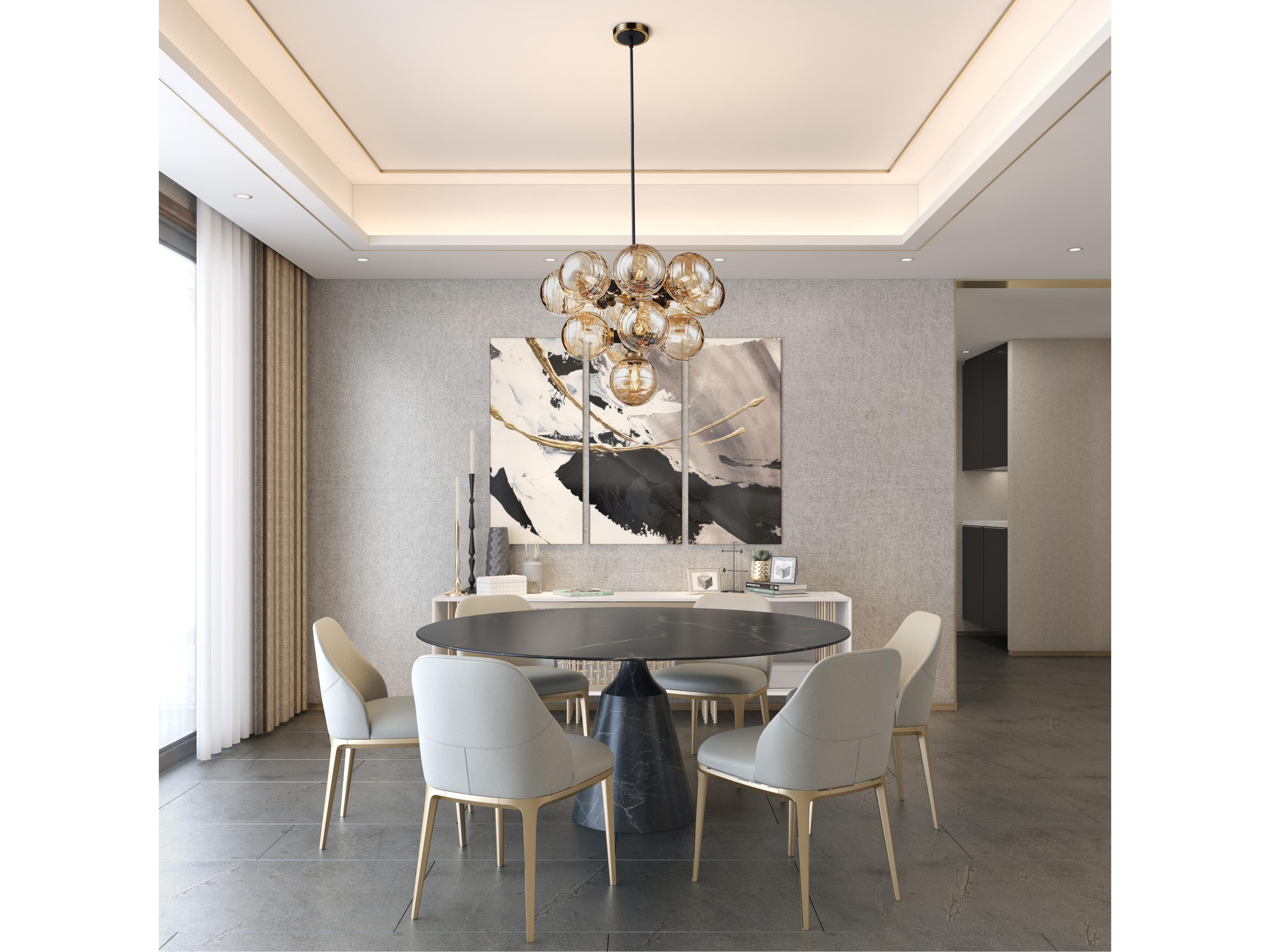 Artcraft Gem 13-Light Black Brushed Brass Globe Chandelier