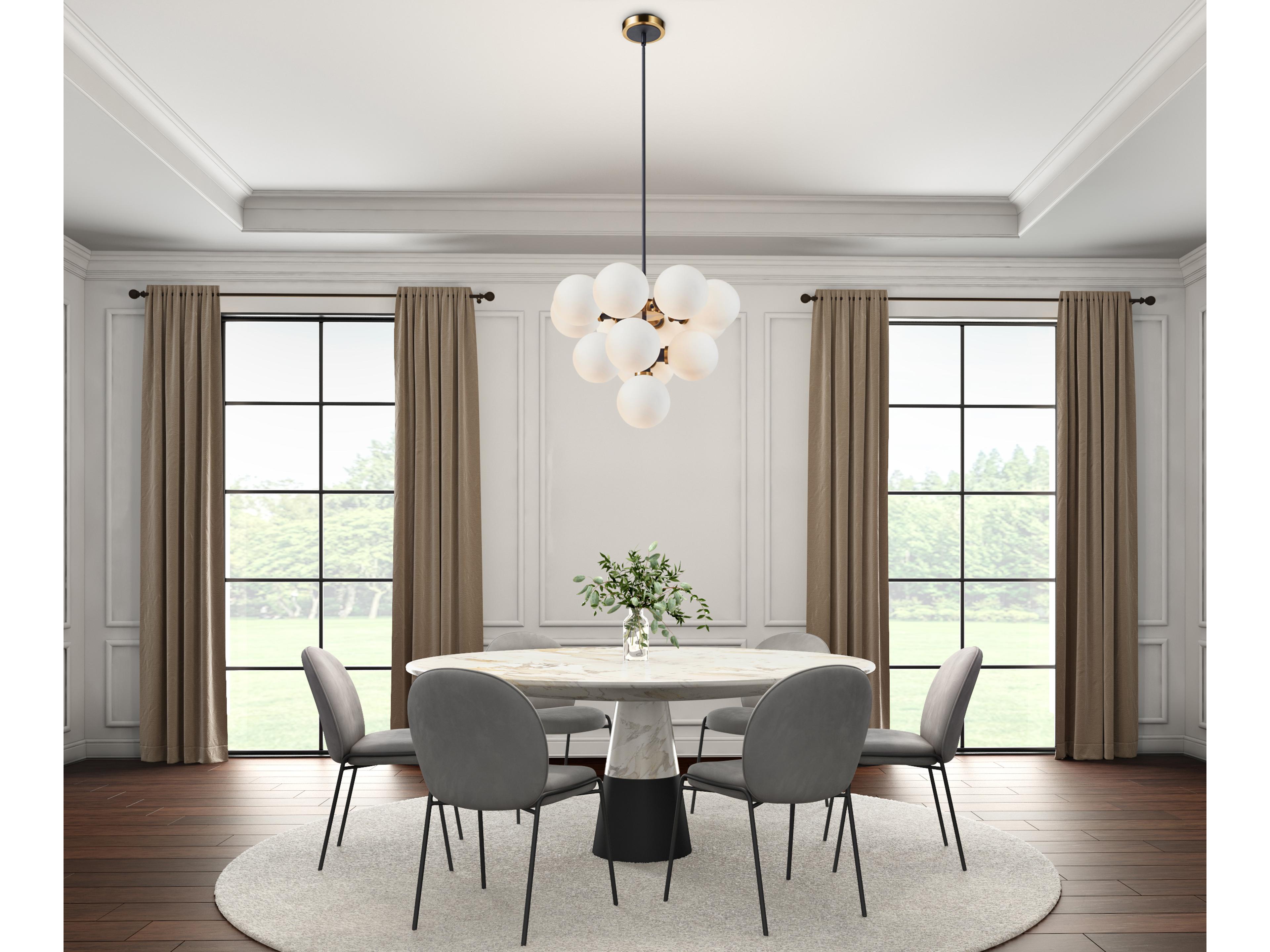 Artcraft Gem 13-Light Black Brushed Brass White Globe Chandelier