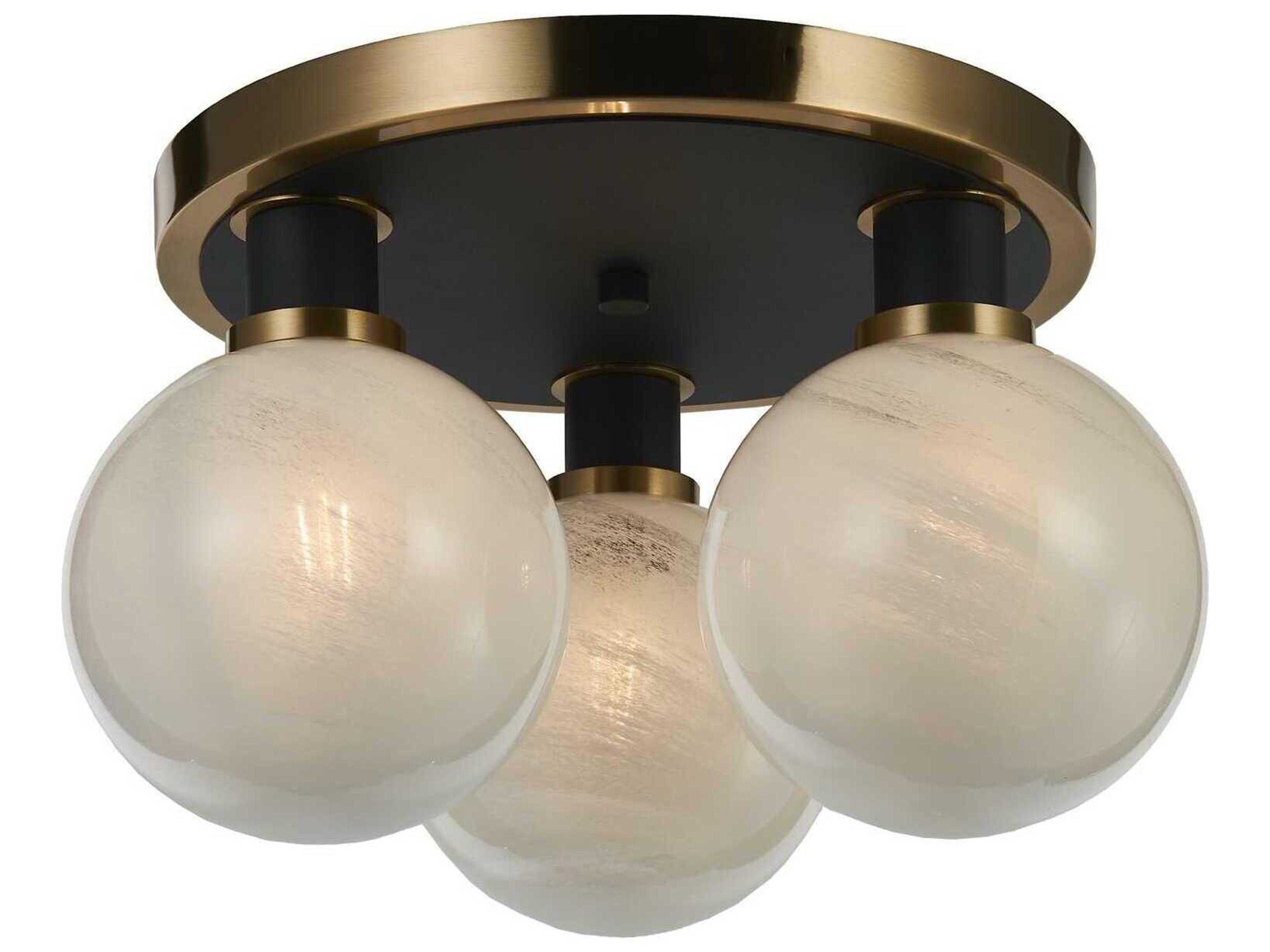 Artcraft Gem 3-Light Black Brushed Brass Globe Semi Flush Mount