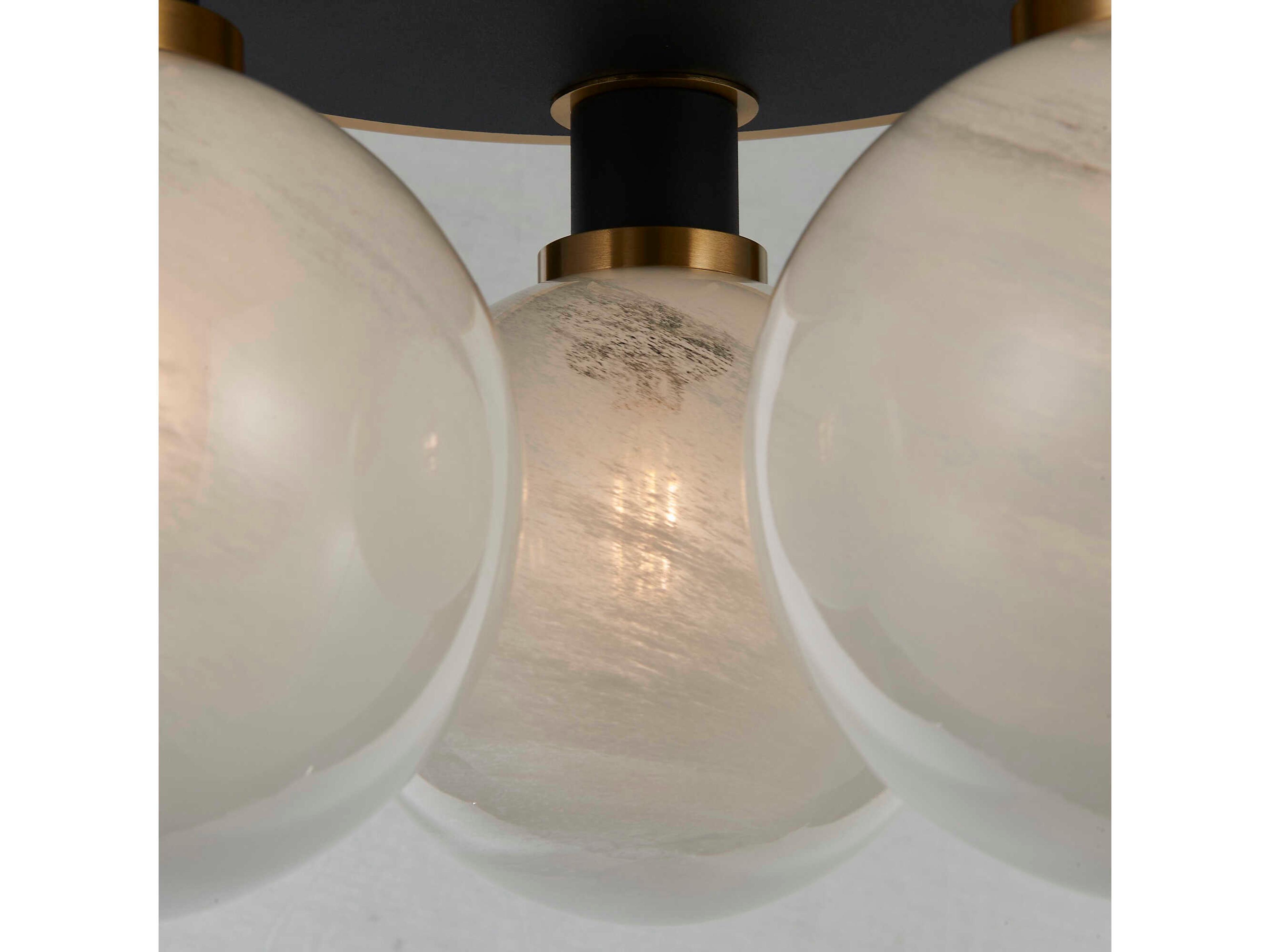 Artcraft Gem 3-Light Black Brushed Brass Globe Semi Flush Mount