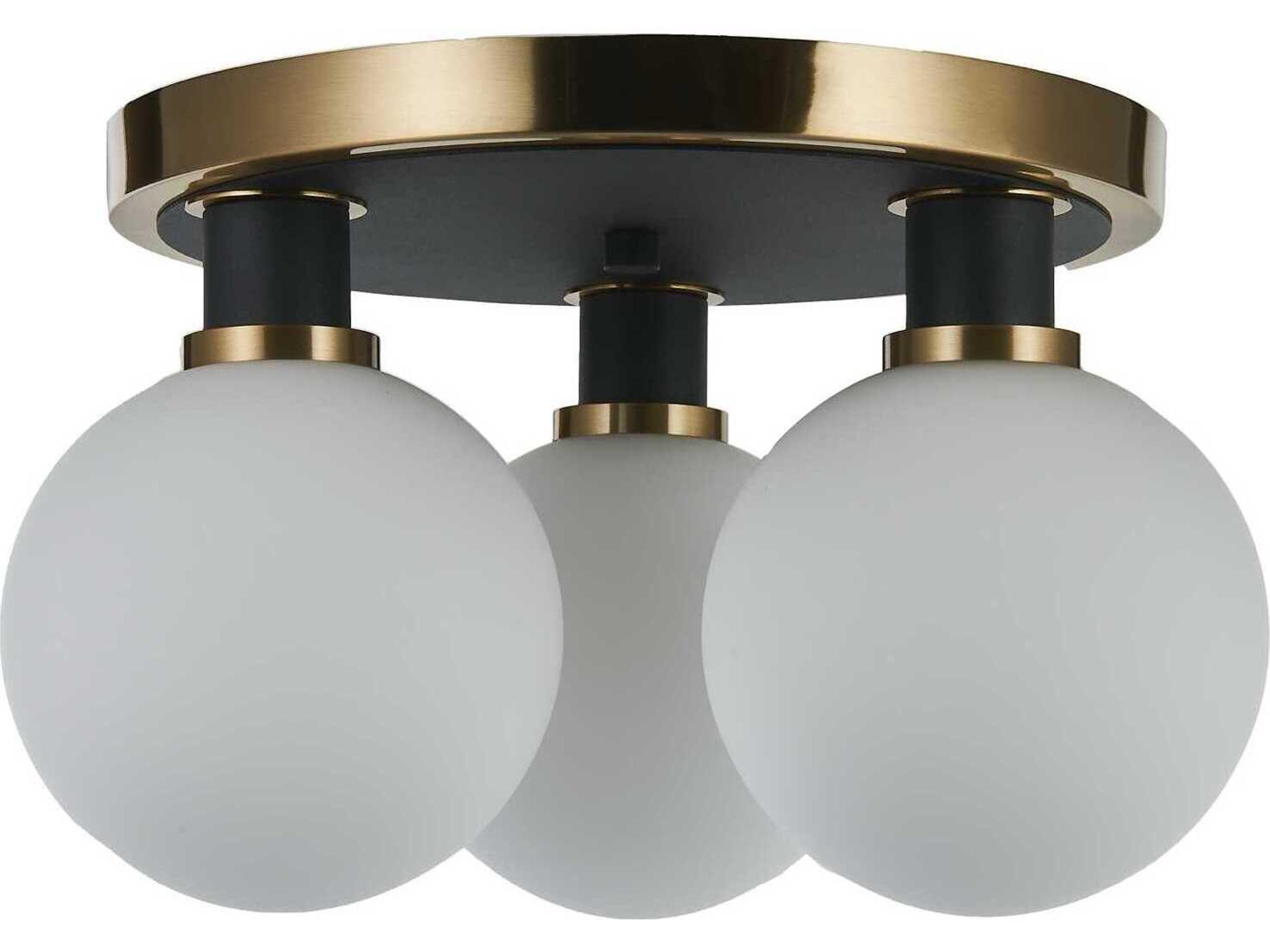 Artcraft Gem 3-Light Black Brushed Brass Globe Semi Flush Mount