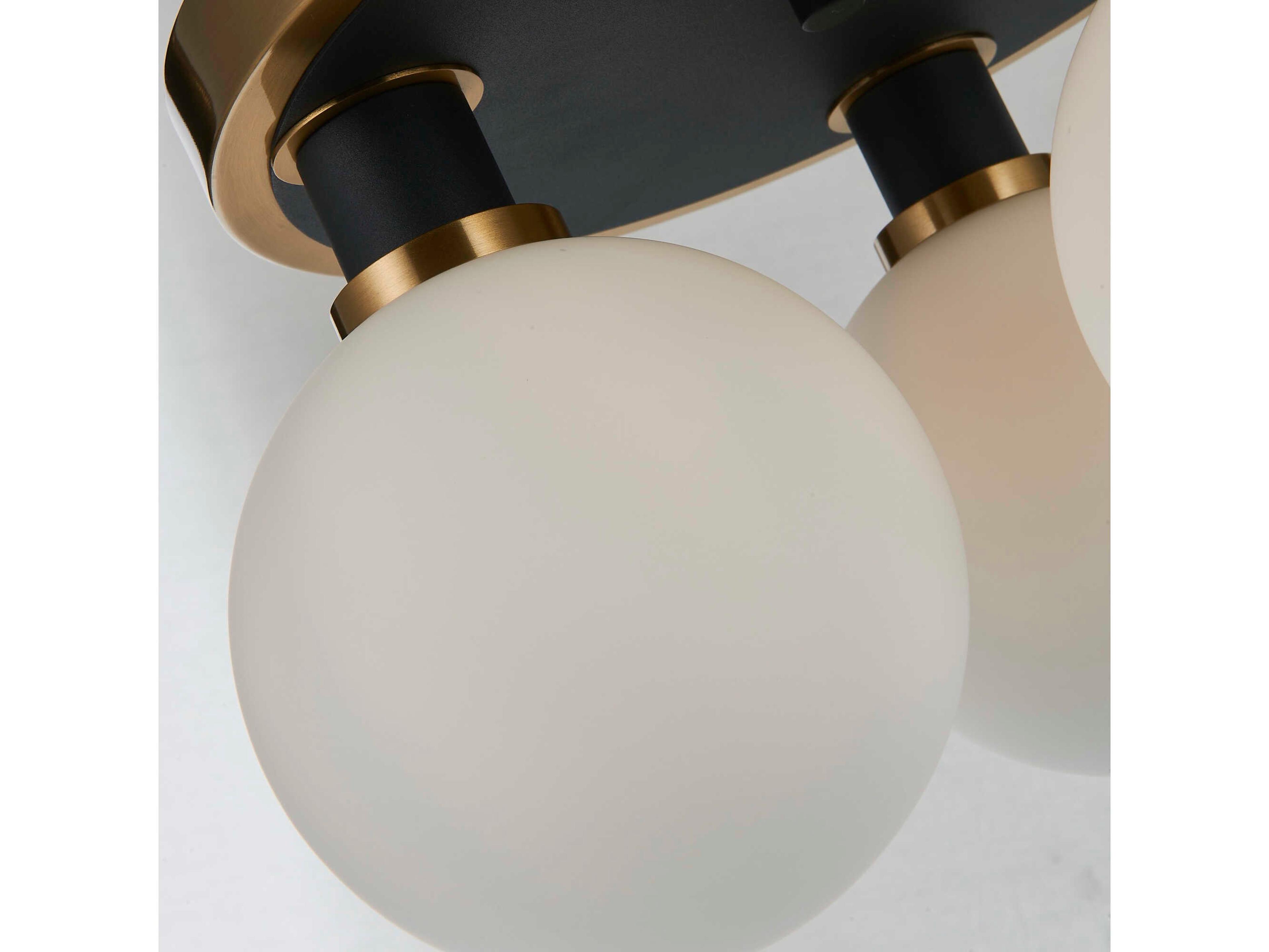 Artcraft Gem 3-Light Black Brushed Brass Globe Semi Flush Mount