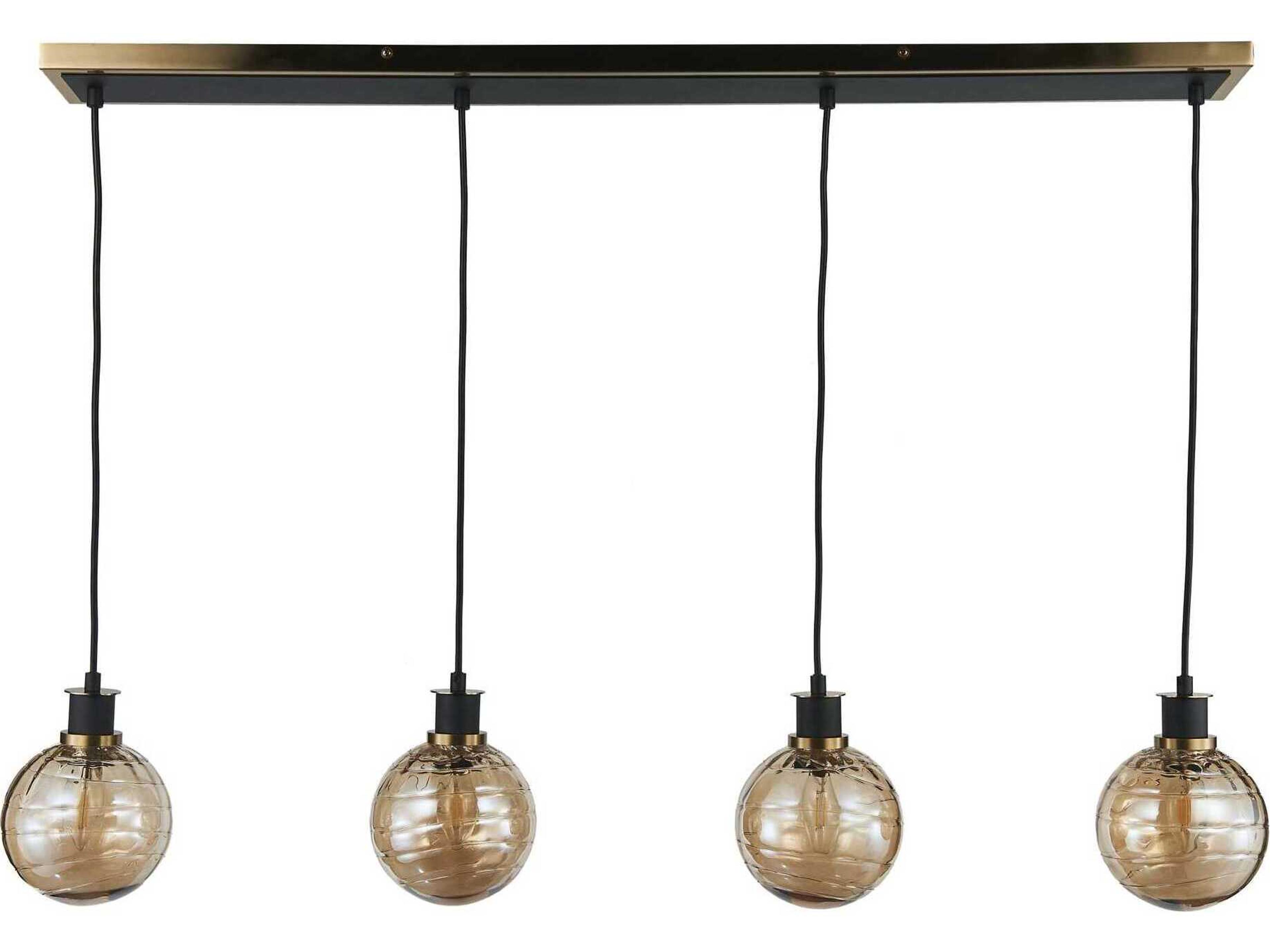 Artcraft Gem 4-Light Black Brushed Brass Globe Linear Island Pendant