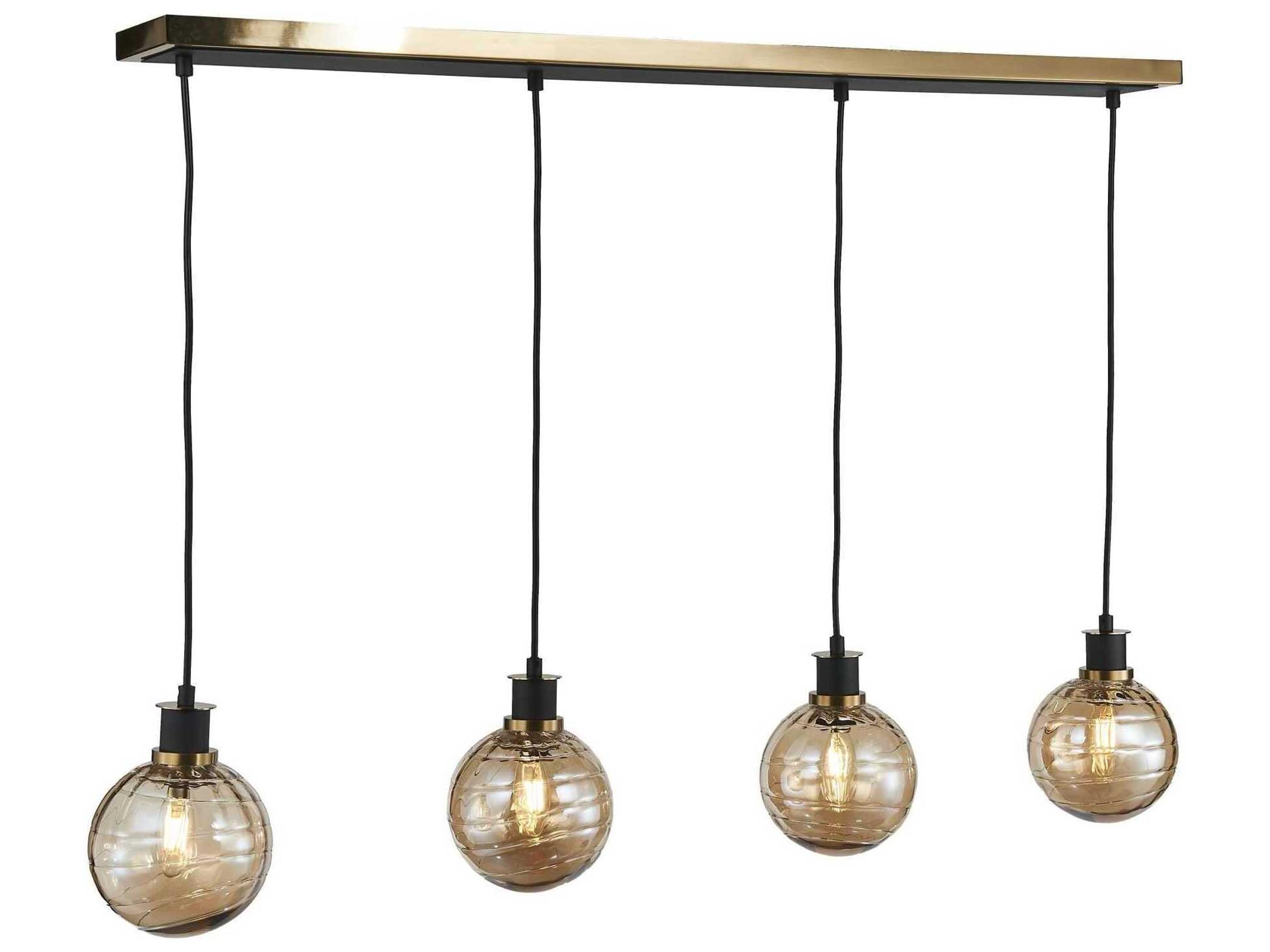 Artcraft Gem 4-Light Black Brushed Brass Globe Linear Island Pendant