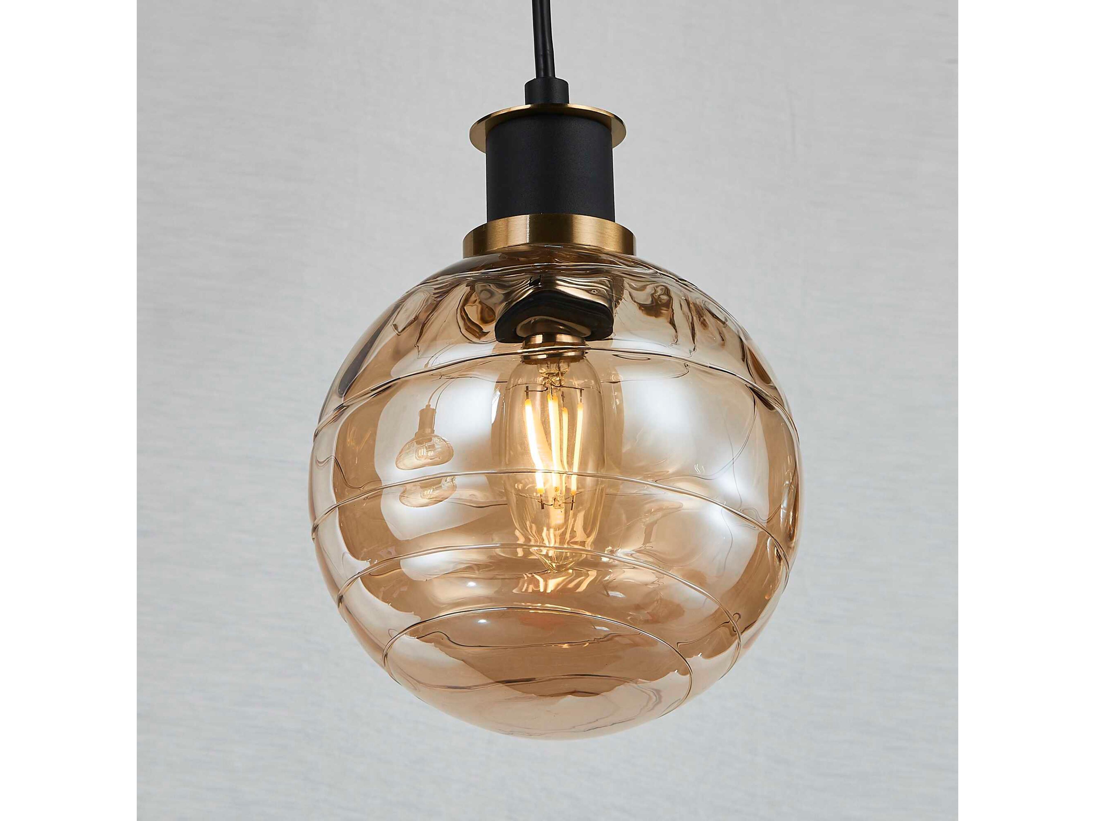 Artcraft Gem 4-Light Black Brushed Brass Globe Linear Island Pendant