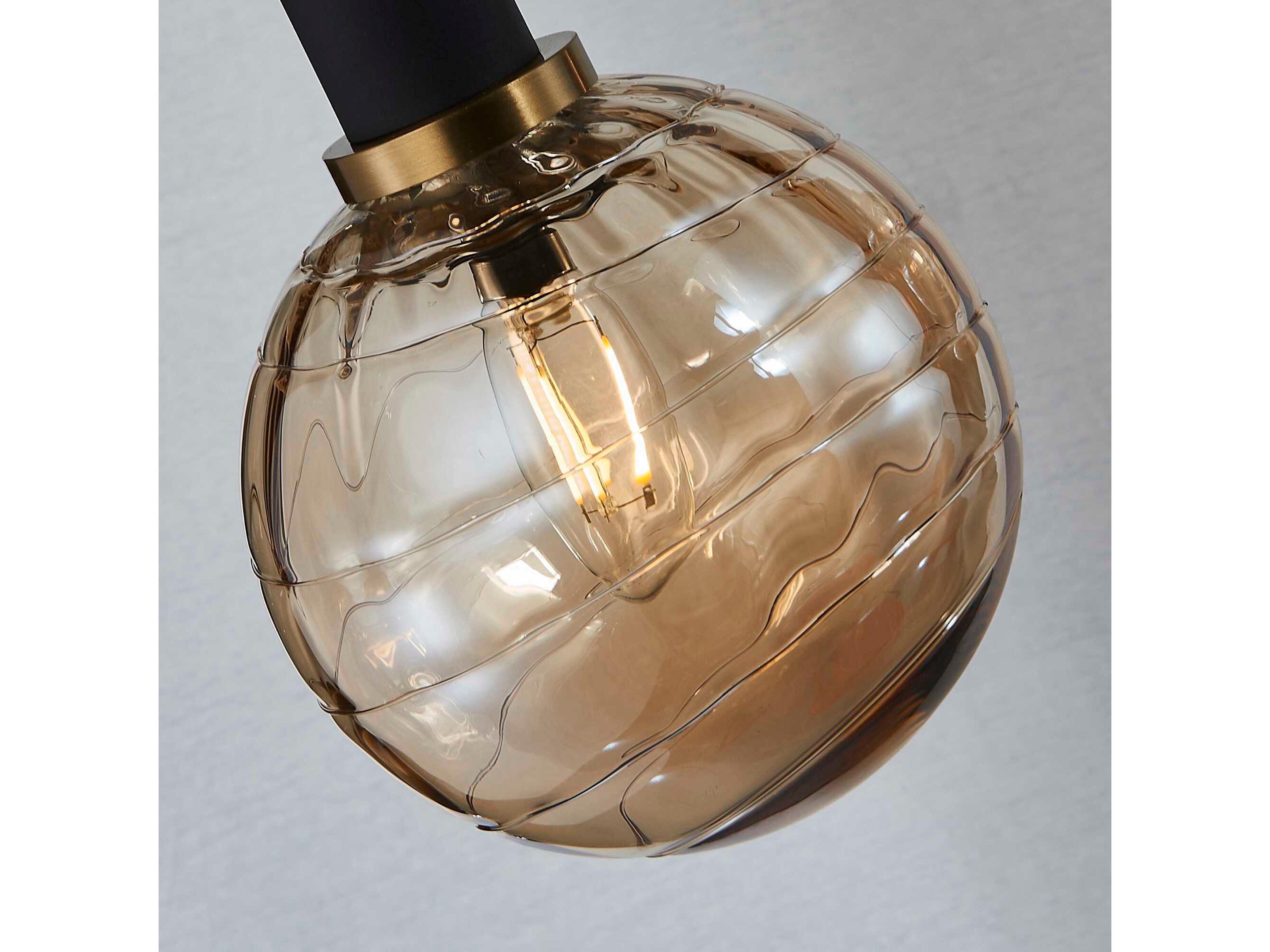 Artcraft Gem 4-Light Black Brushed Brass Globe Linear Island Pendant