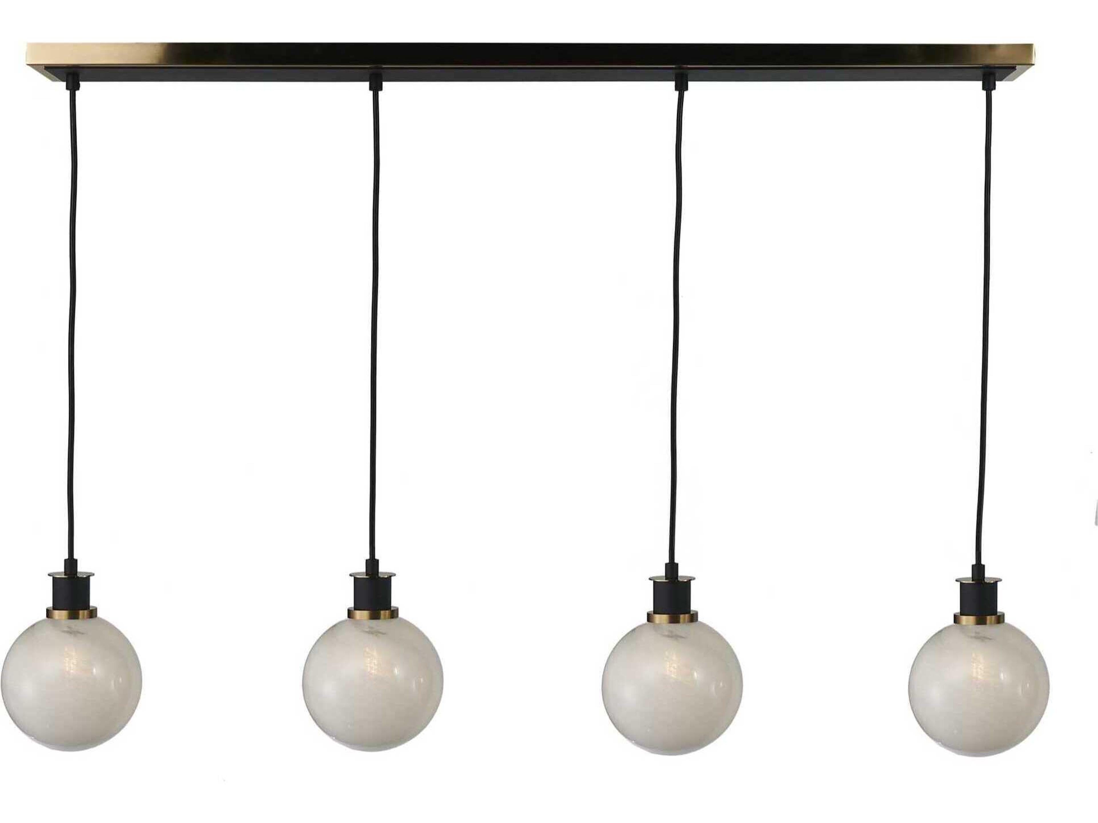Artcraft Gem 4-Light Black Brushed Brass Globe Island Pendant