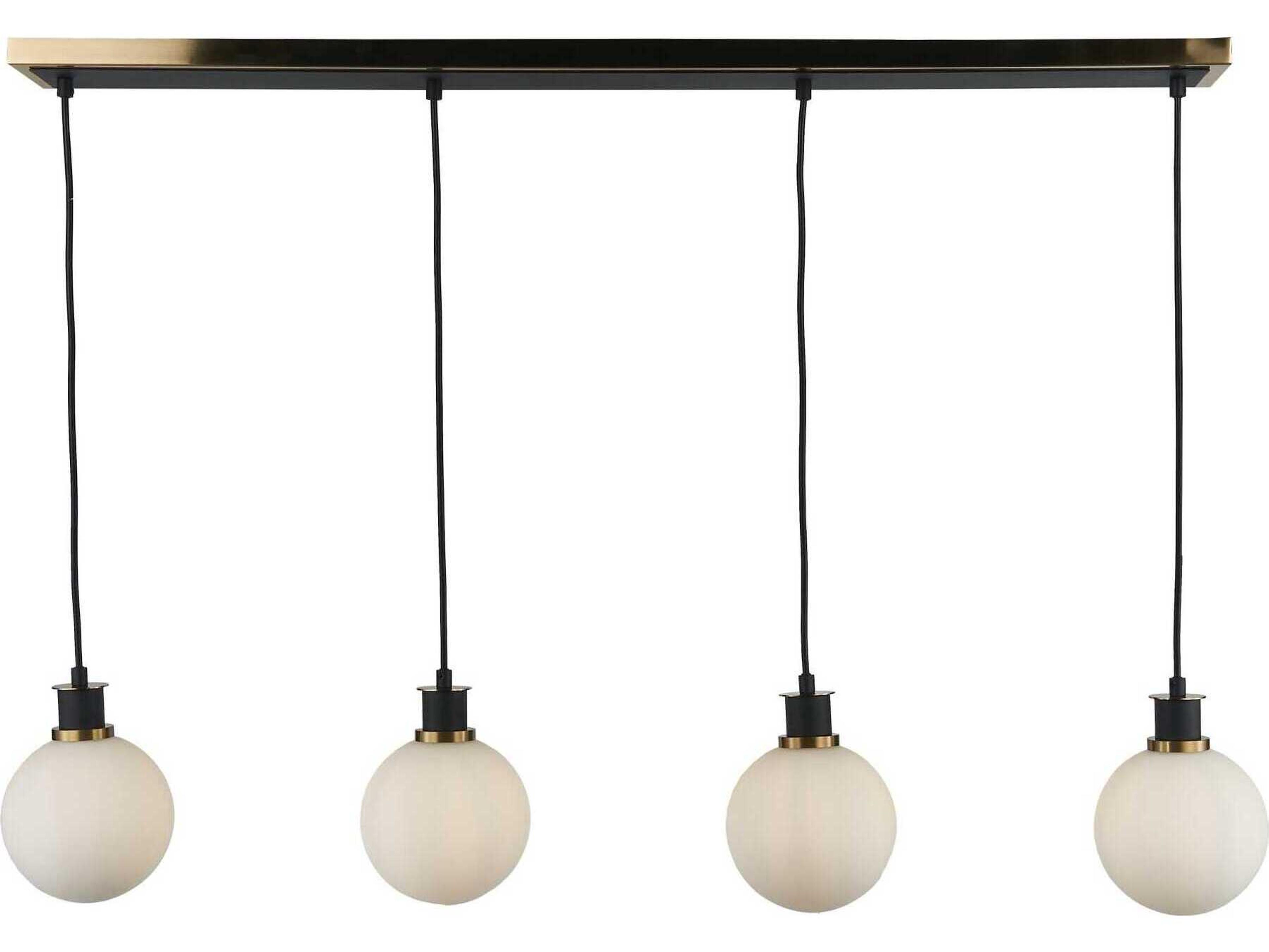Artcraft Gem 4-Light Black Brushed Brass Globe Linear Island Pendant