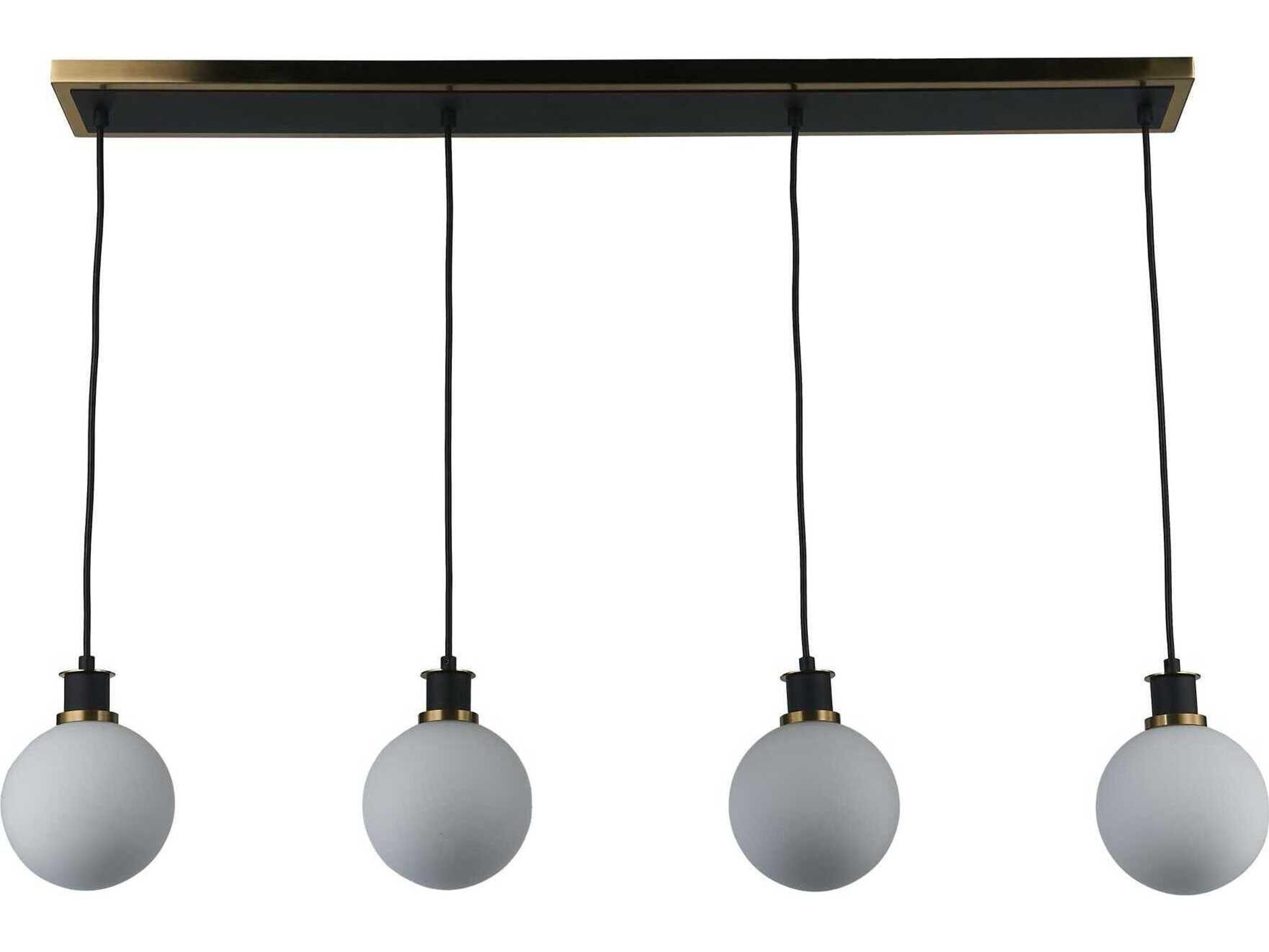 Artcraft Gem 4-Light Black Brushed Brass Globe Linear Island Pendant
