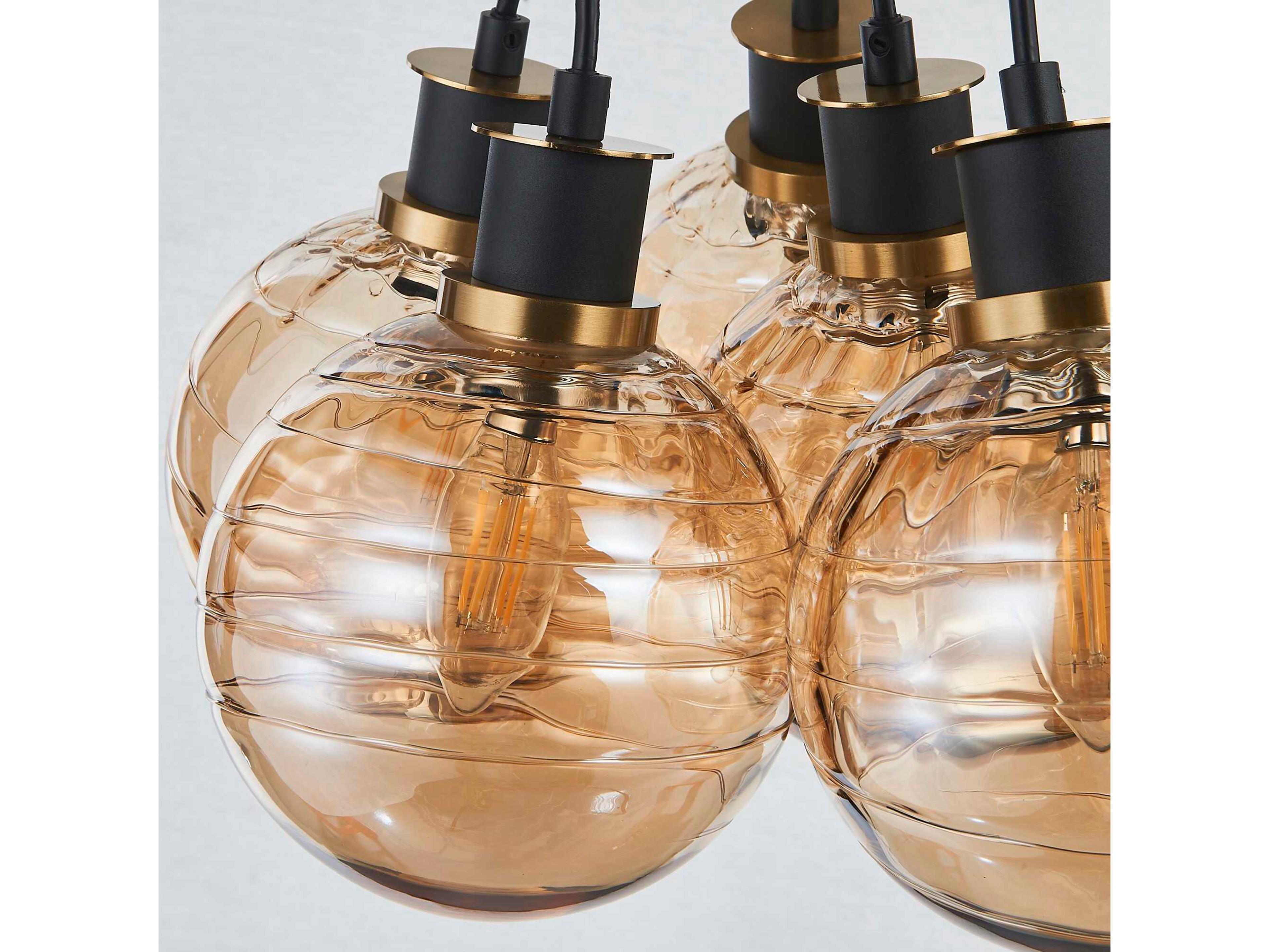 Artcraft Gem 7-Light Black Brushed Brass Globe Pendant