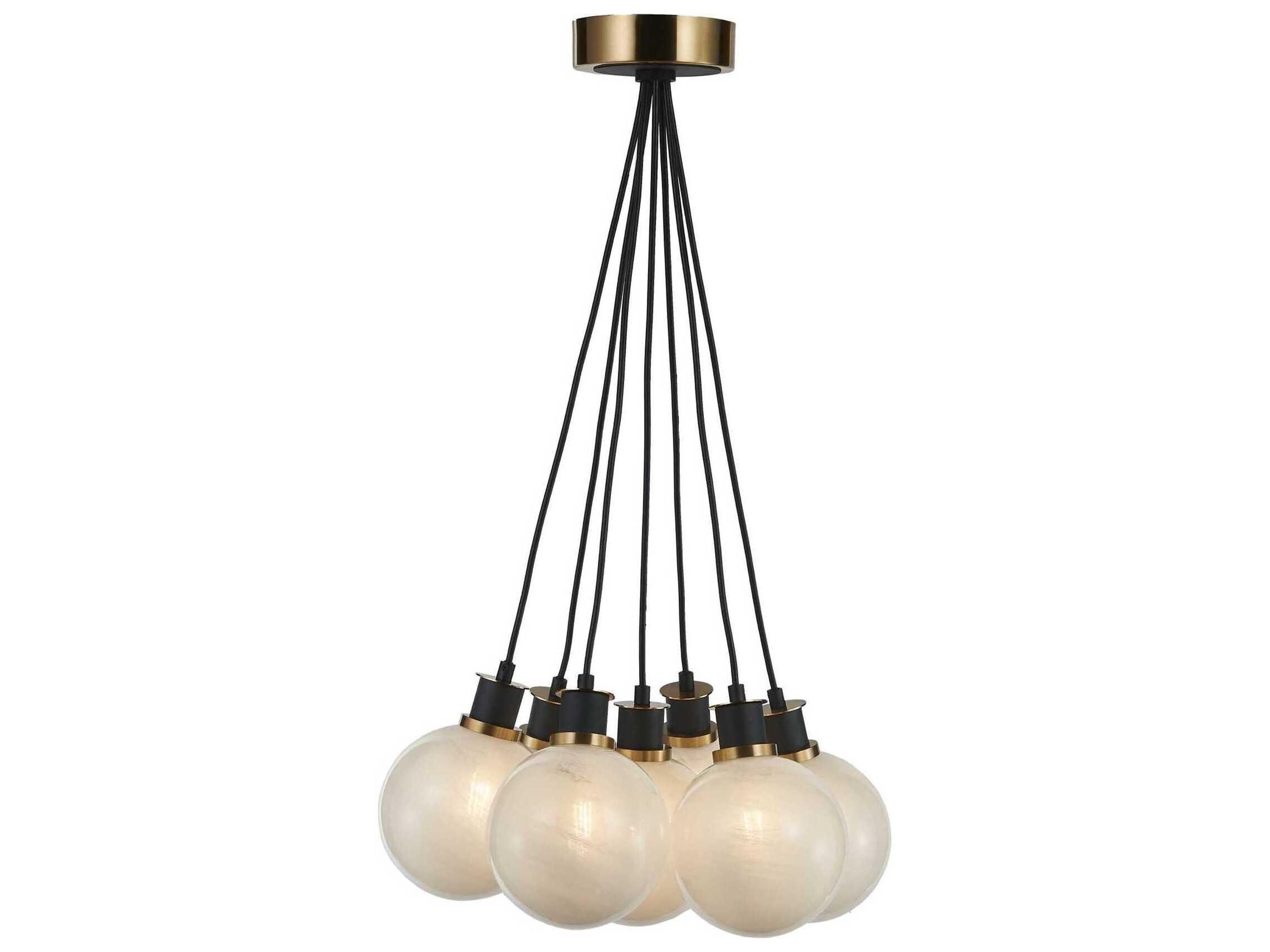 Artcraft Gem 7-Light Black Brushed Brass Globe Pendant