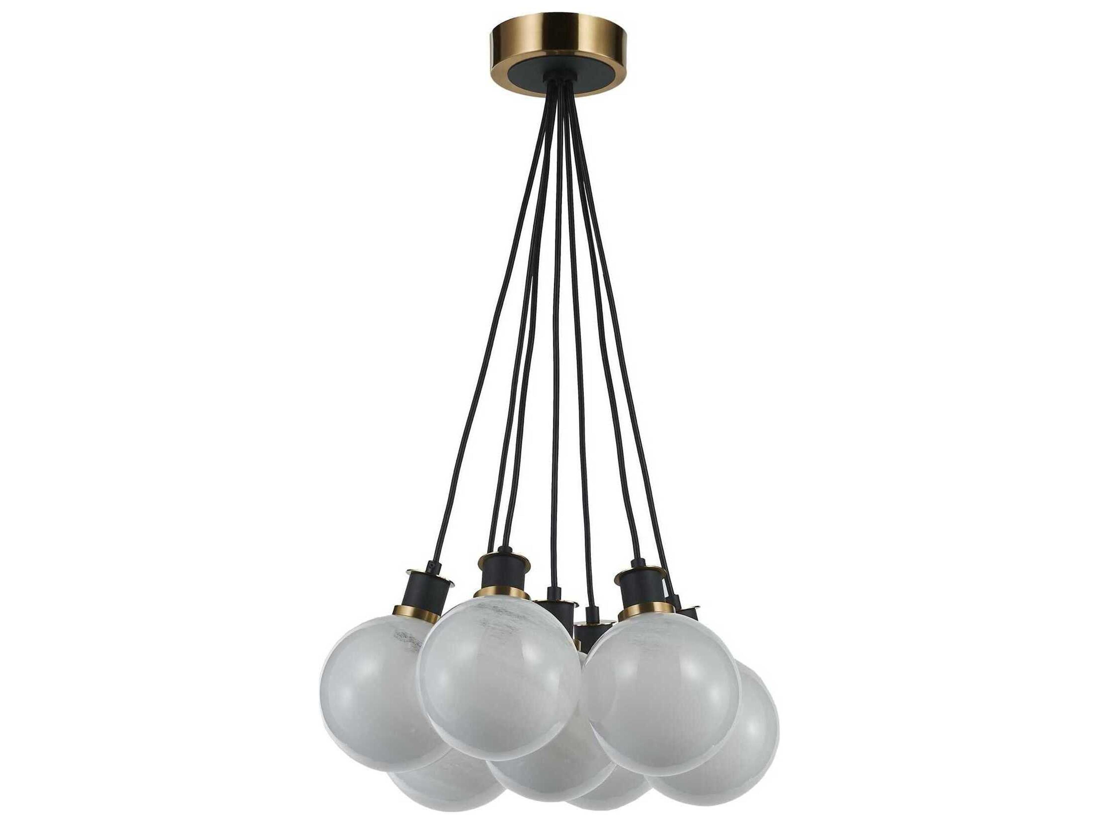 Artcraft Gem 7-Light Black Brushed Brass Globe Pendant