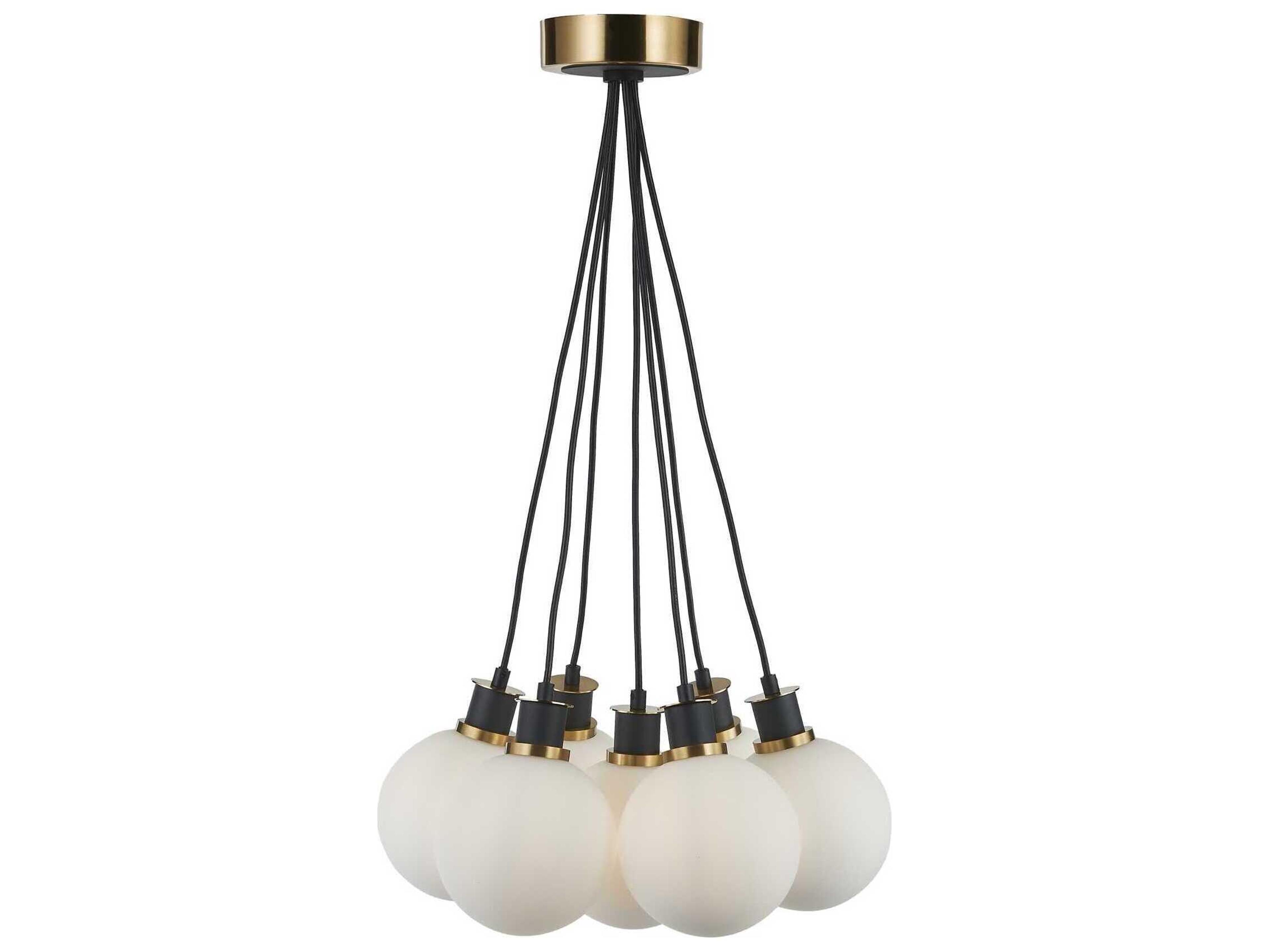 Artcraft Gem 7-Light Black Brushed Brass Globe Pendant